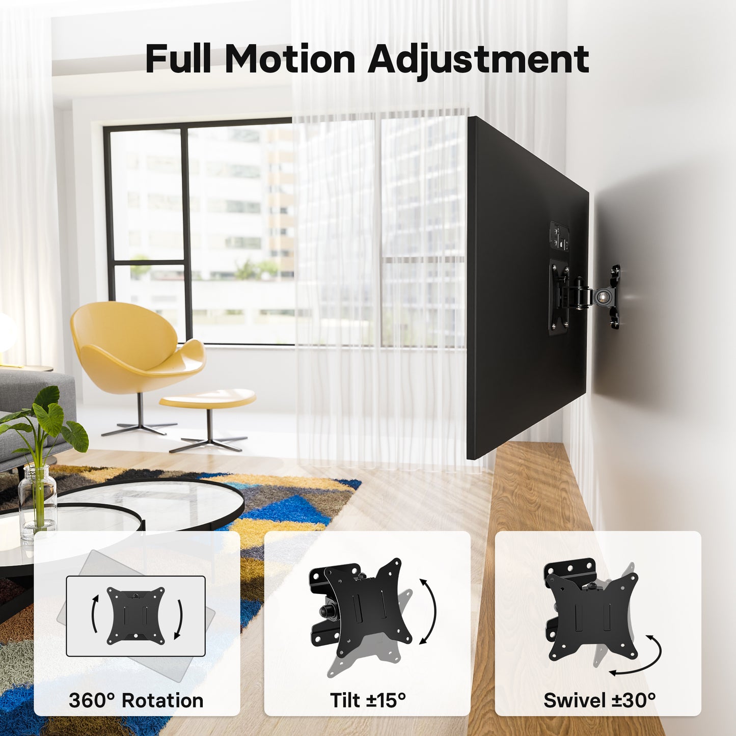 BONTEC TV Wall Mount Bracket for Most 13-30 inch LCD LED Screens, Full Motion Monitor Wall Bracket with VESA 75/100mm