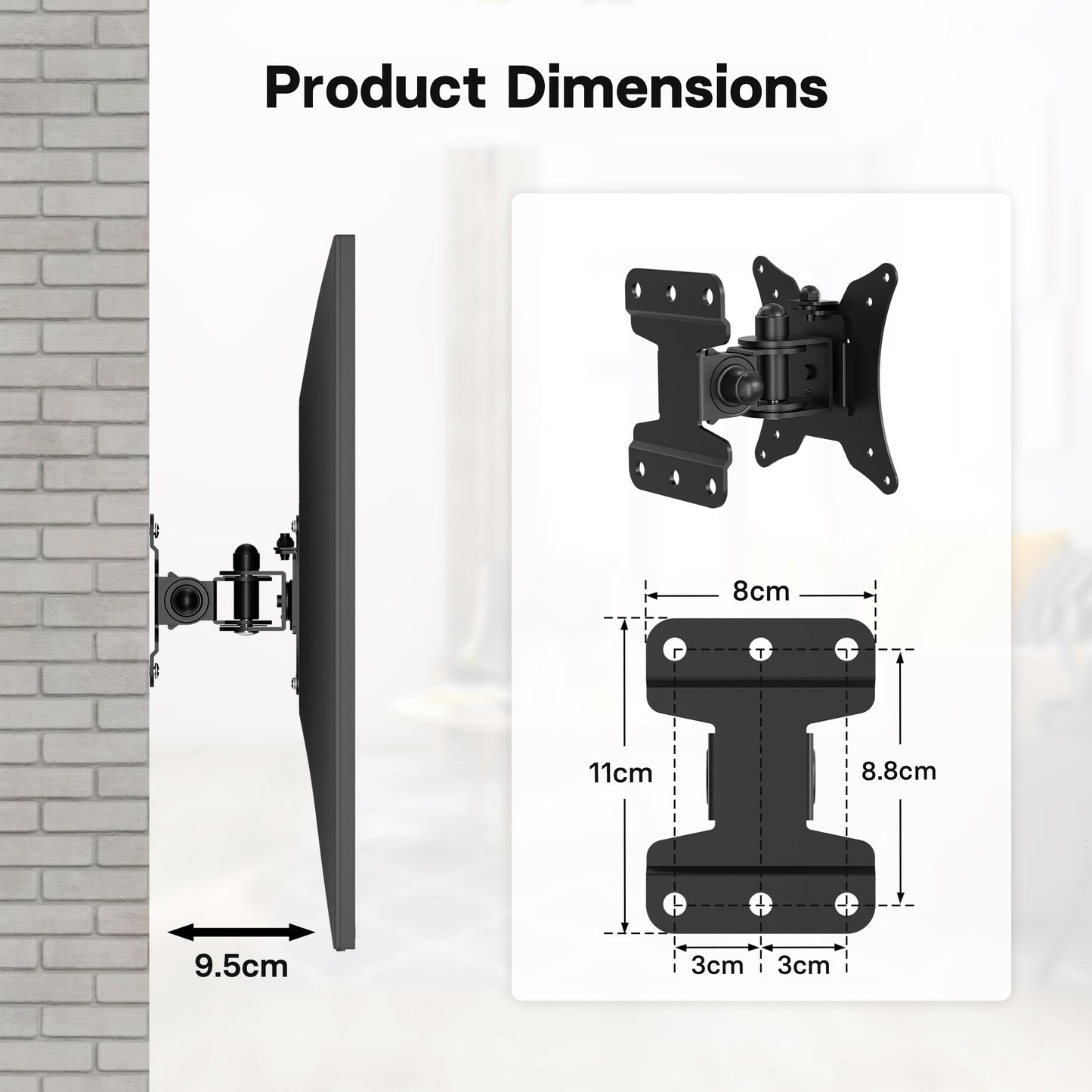BONTEC TV Wall Mount Bracket for Most 13-30 inch LCD LED Screens, Full Motion Monitor Wall Bracket with VESA 75/100mm
