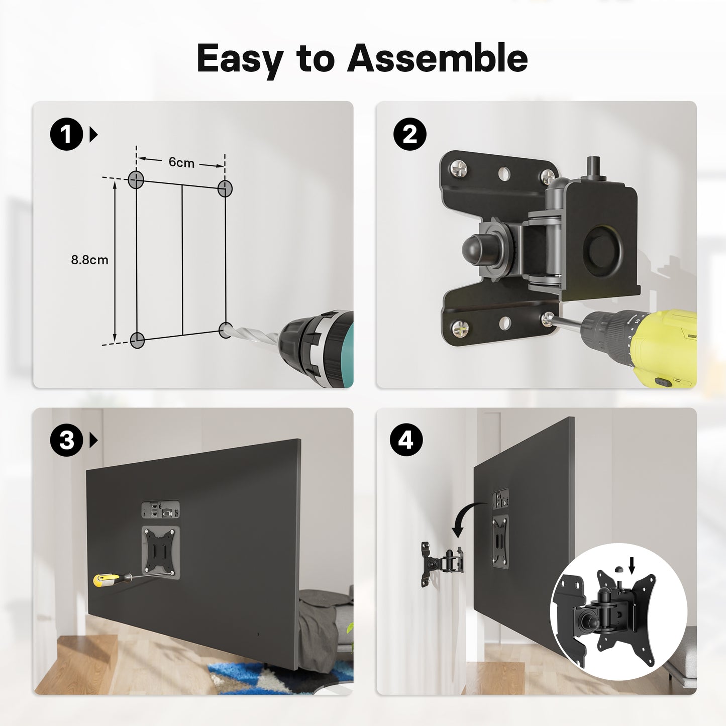 BONTEC TV Wall Mount Bracket for Most 13-30 inch LCD LED Screens, Full Motion Monitor Wall Bracket with VESA 75/100mm