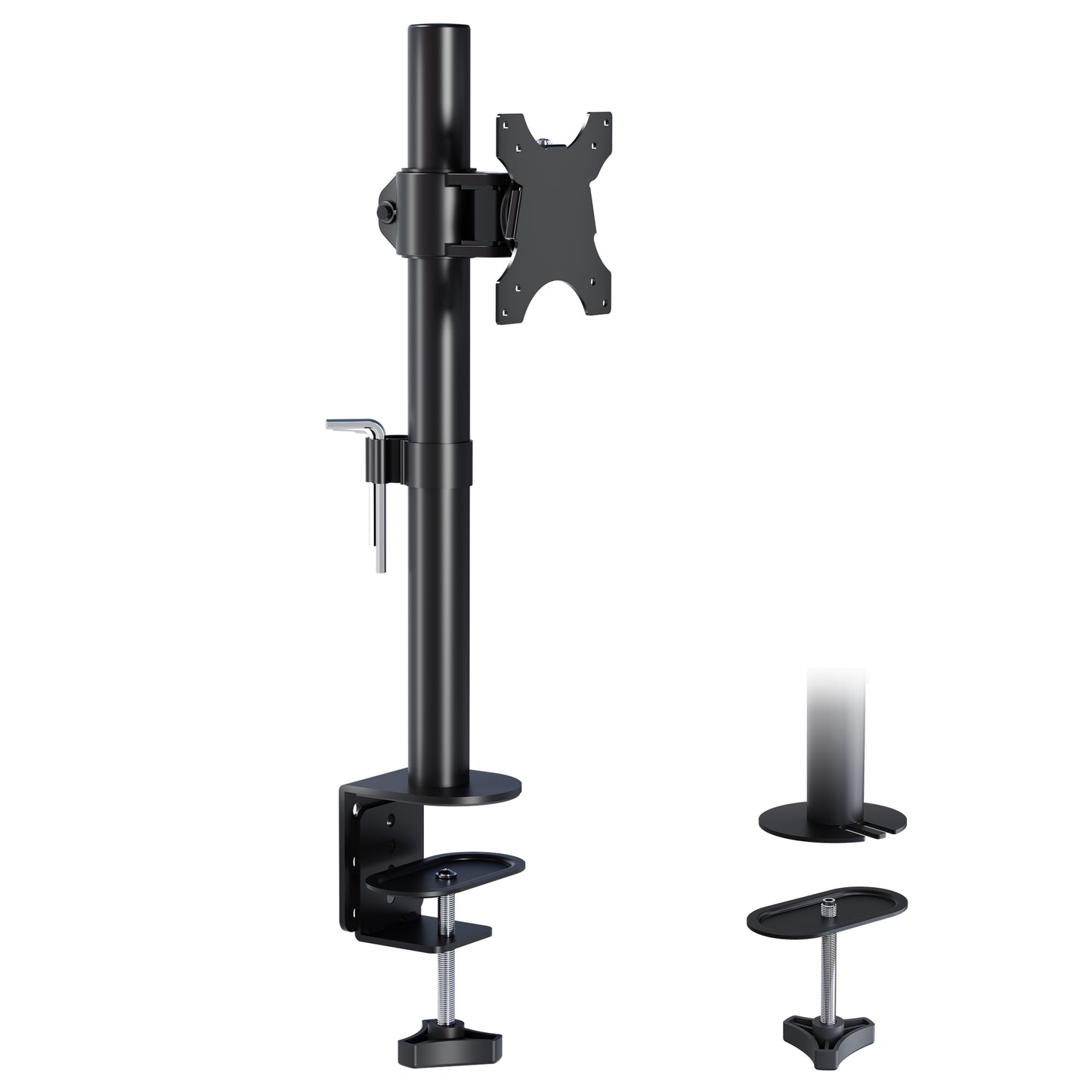 BONTEC Single Monitor Desk Mount for 13-34 Inch Screens, Supports up to 10kg, with Full Motion Adjustability, Dual Installation Options and Integrated Cable Management
