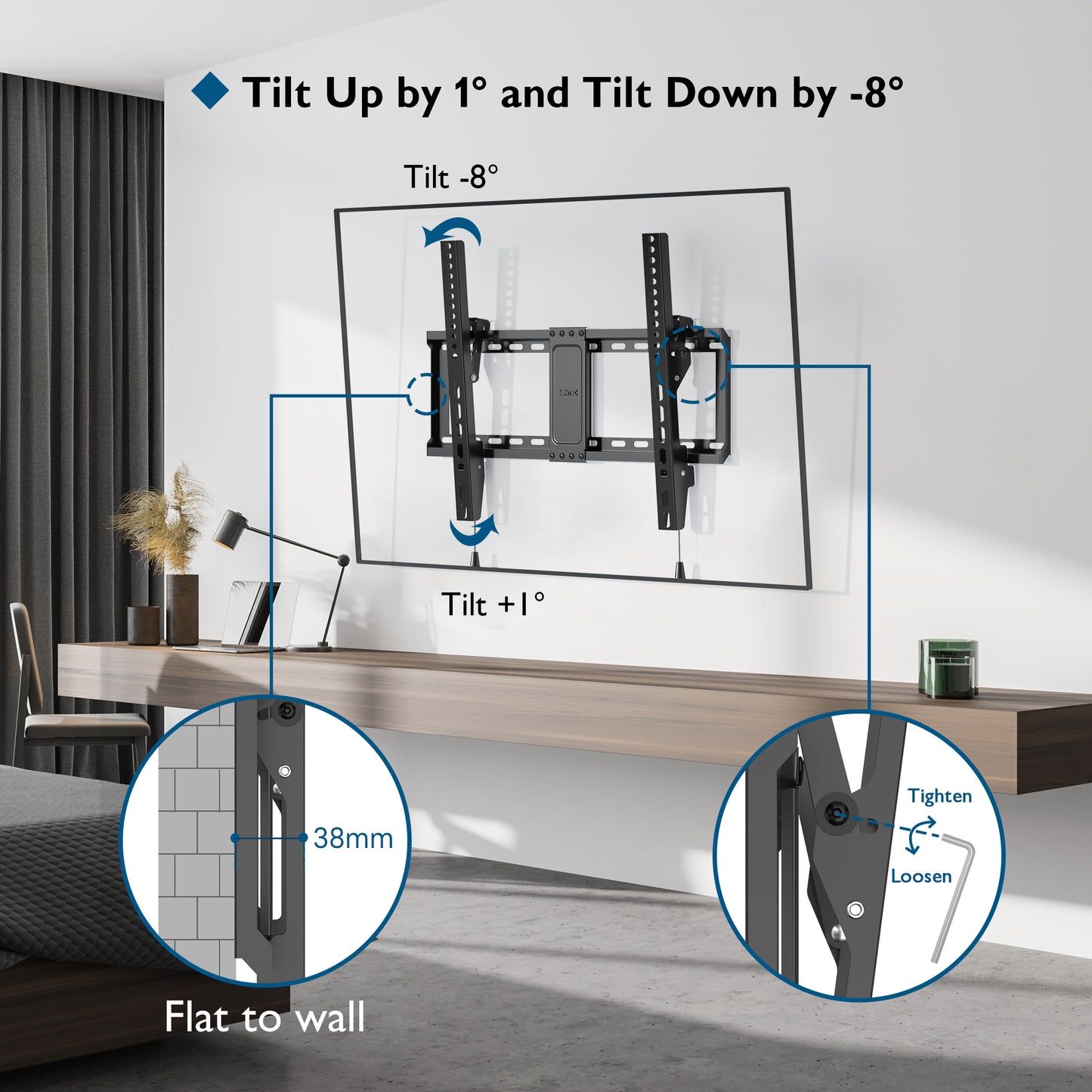 BONTEC TV Wall Bracket for Most 37-82 Inch LED LCD Plasma Flat Curved TVs
