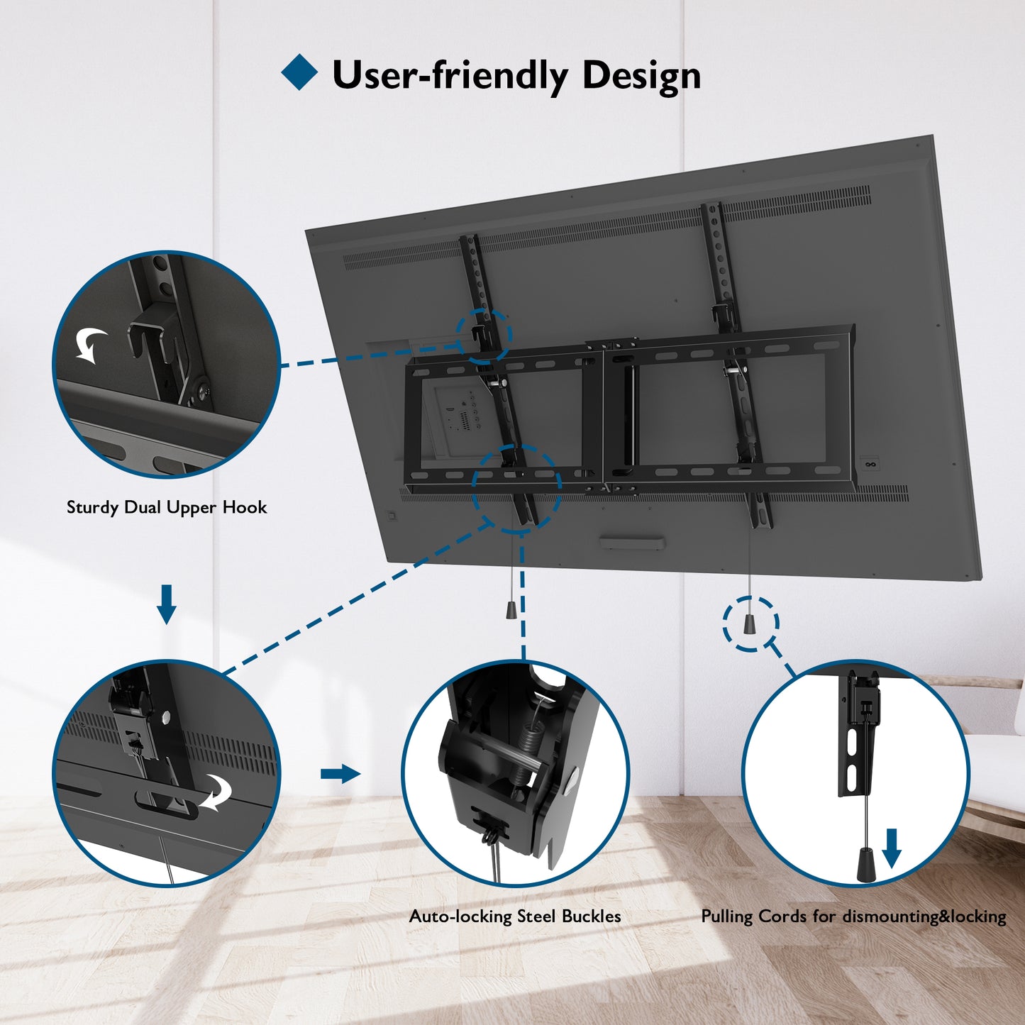 BONTEC TV Wall Bracket for Most 37-82 Inch LED LCD Plasma Flat Curved TVs