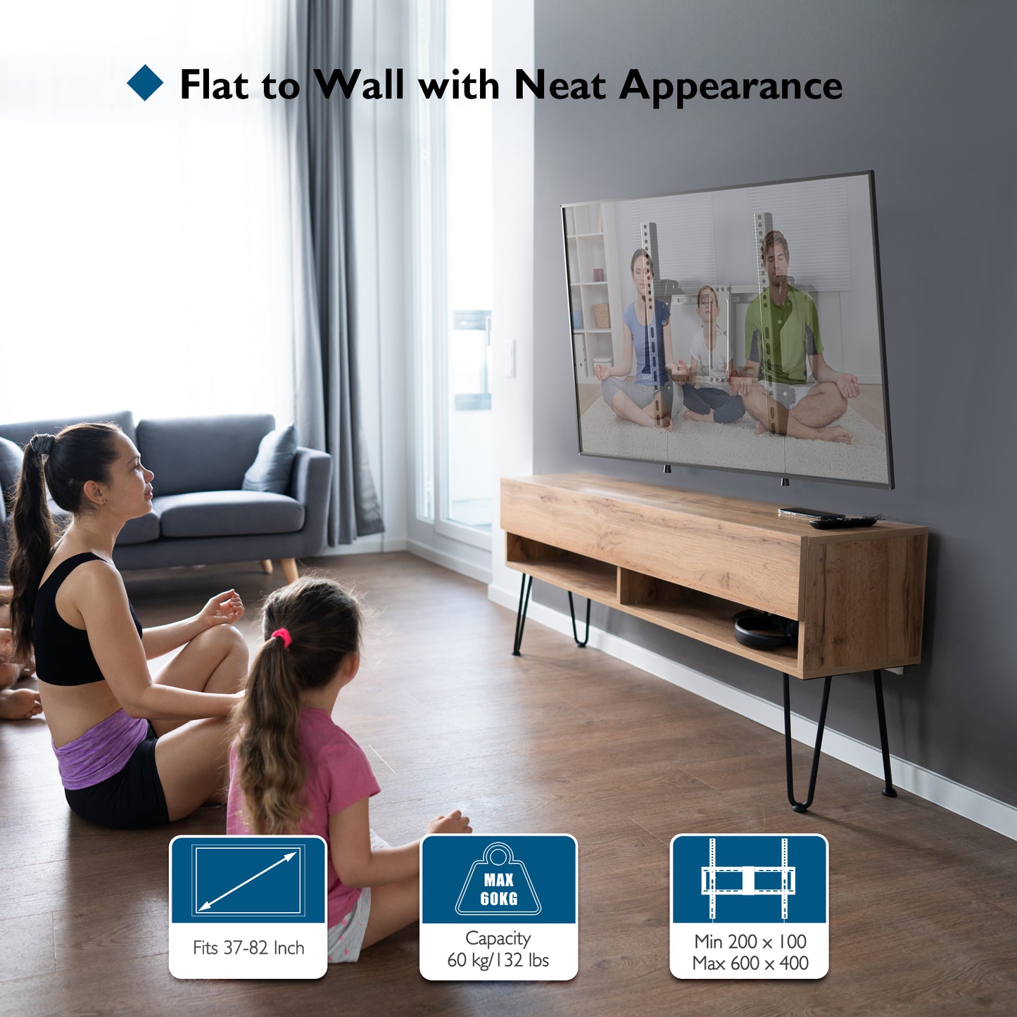BONTEC TV Wall Bracket for Most 37-82 Inch LED LCD Plasma Flat Curved TVs
