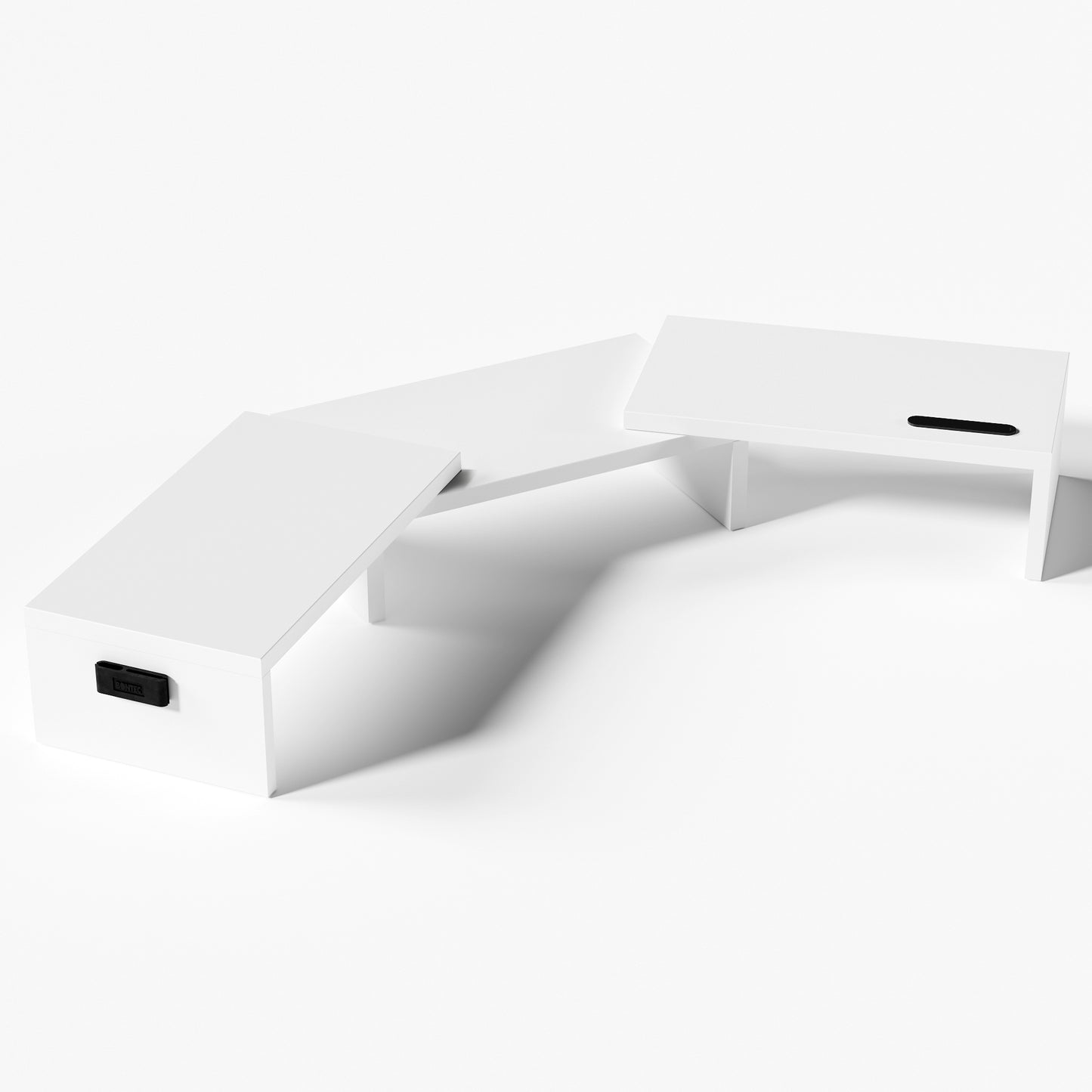 BONTEC Dual Monitor Stand Riser, Desktop Monitor Stand with Smartphone Holder, Adjustable Length & Swivel Angle Wooden Desktop Organizer Stand PC Riser for PC Monitor Laptop Printer