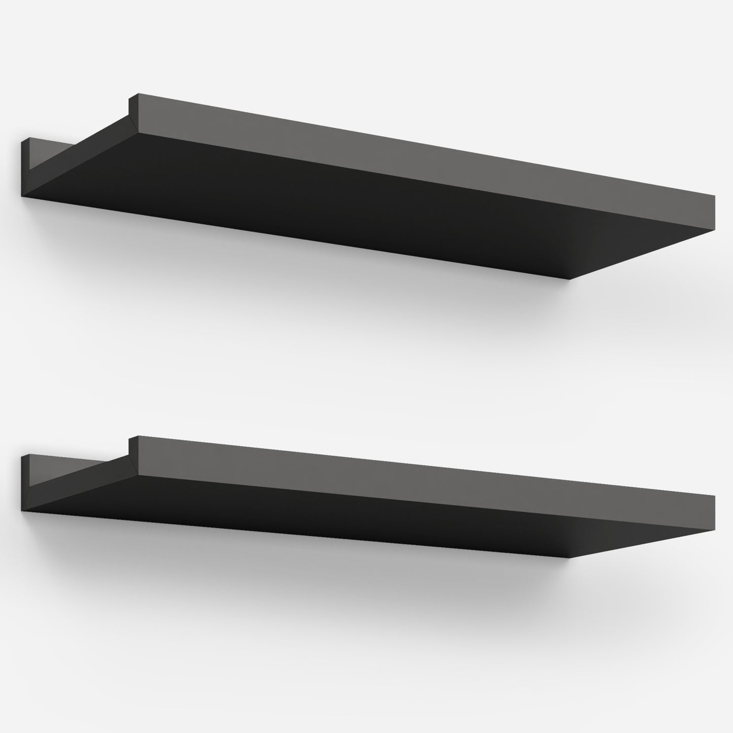 BONTEC Floating Shelves Set of 2, Wood Shelves with Lip, 40cm Wall Mounted Bathroom Shelves for Bathroom, Bedroom, Living Room and Kitchen Wall Organizer up to 10kg