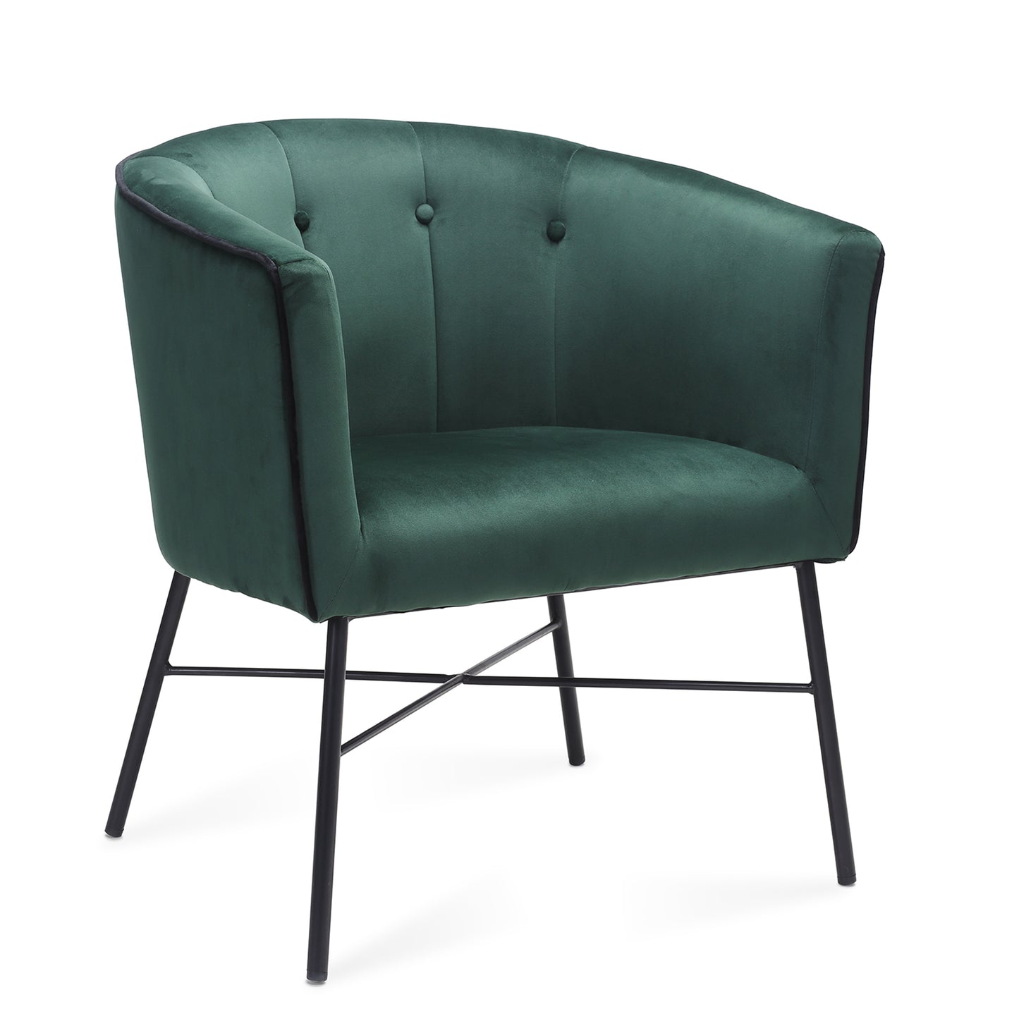 BONTEC Modern Velvet Tub Chair, Upholstered Accent Vanity Chair with Mental Legs, Barrel Armchair for Living Room, Bedroom, Makeup Room, Lounge, Cafe, Pink