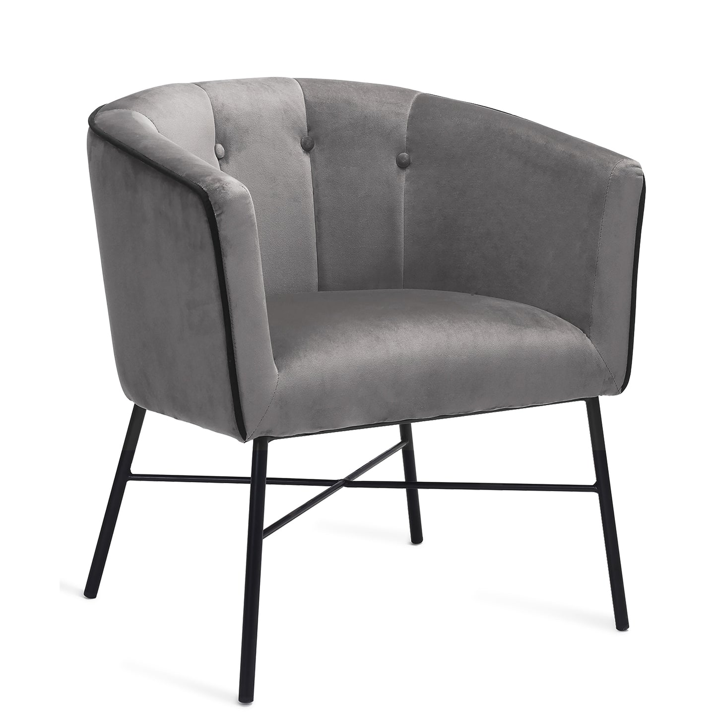 BONTEC Modern Velvet Tub Chair, Upholstered Accent Vanity Chair with Mental Legs, Barrel Armchair for Living Room, Bedroom, Makeup Room, Lounge, Cafe, Pink