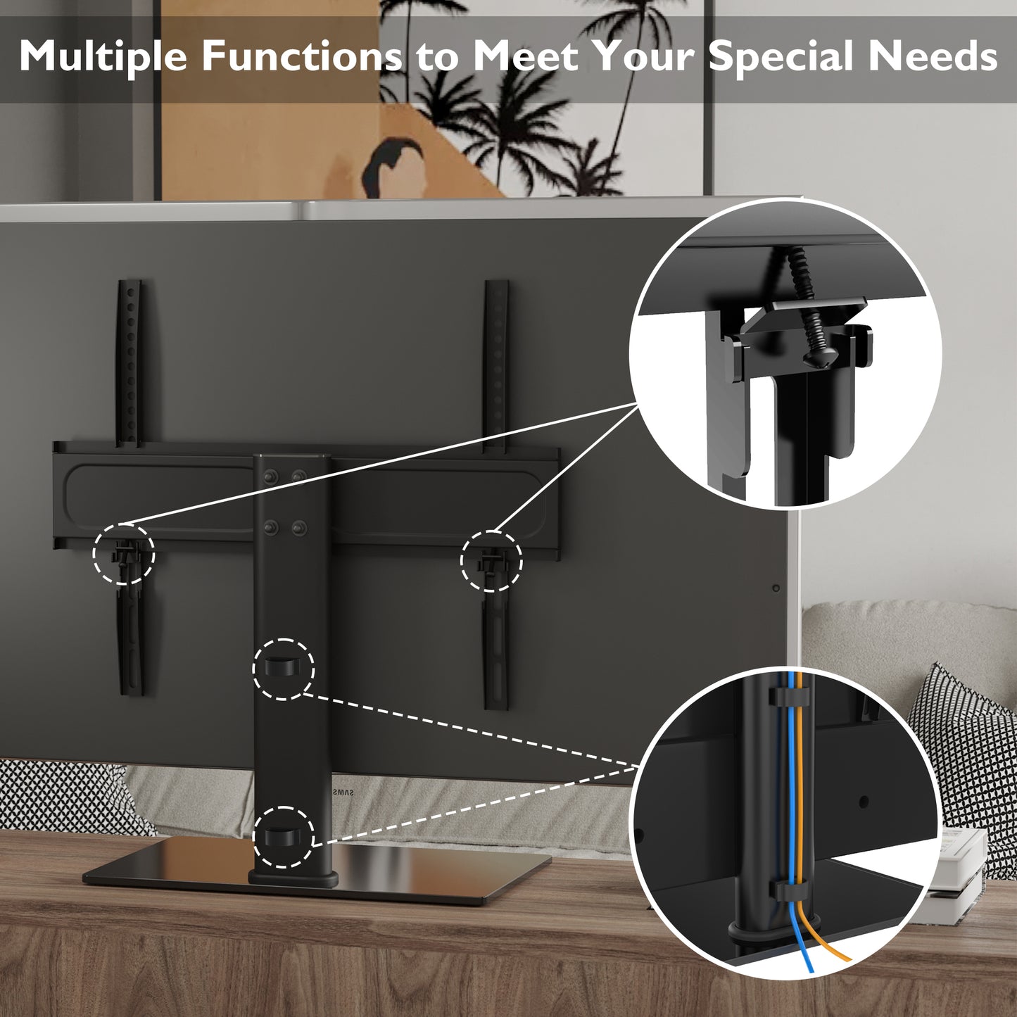 BONTEC Universal Table Top Pedestal TV Stand with Bracket for 26”-55” LCD/LED/Plasma TVs