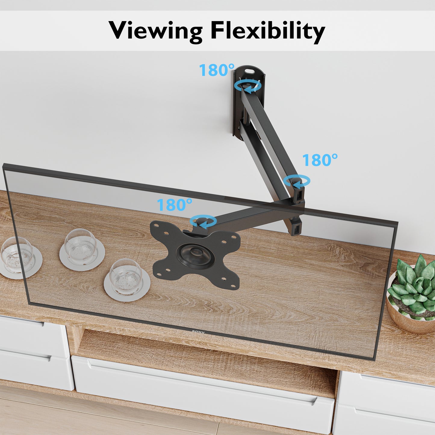 BONTEC Full Motion Articulating TV Wall Mount Bracket for 13''-30'' LCD LED TVs, Tilts Swivels Extends Rotates, VESA 75x75mm/100x100mm, Holds up to 15kg