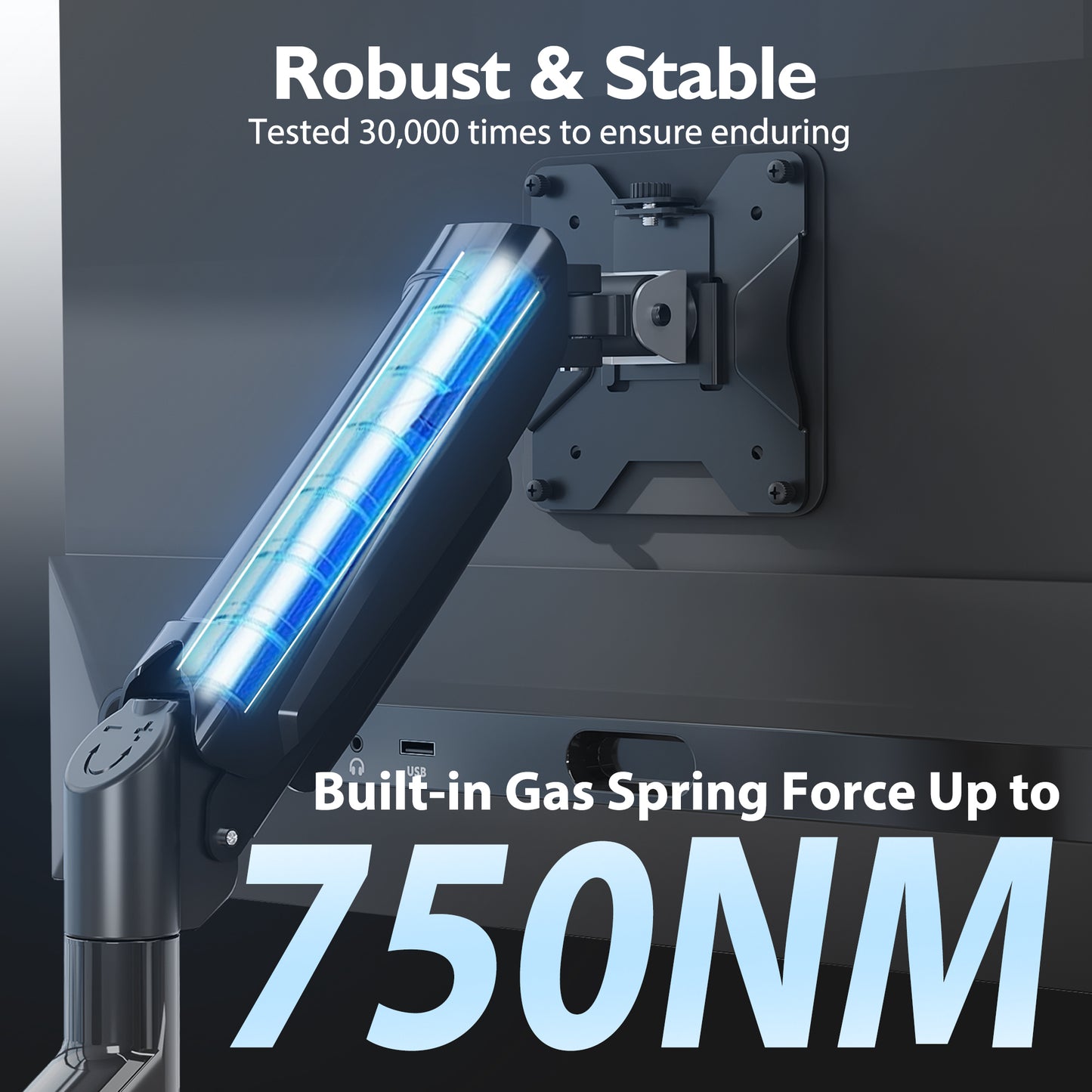 BONTEC Dual Monitor Desk Mount for 32 inch screens, Ergonomic Gas Spring Arm Stand with Cable Management, Tilt, Swivel, Rotation, VESA 75/100 mm