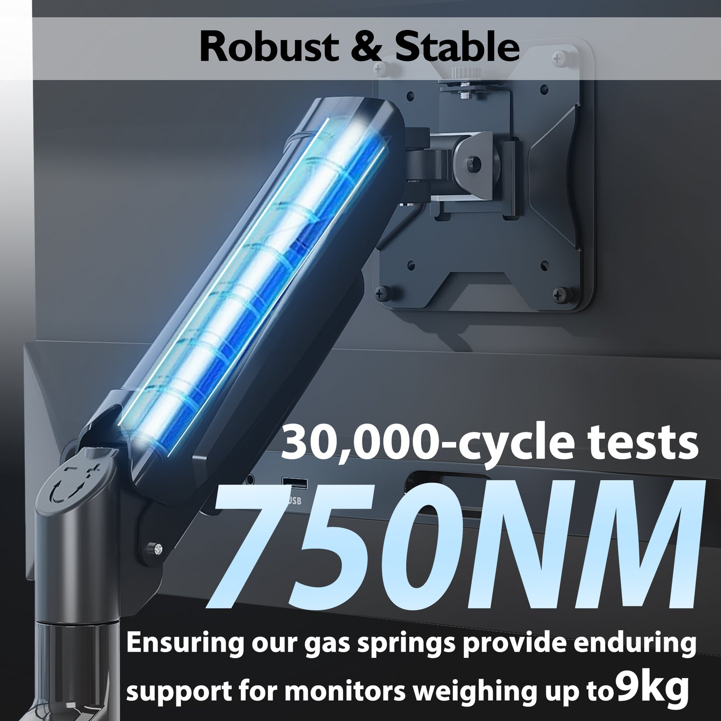 BONTEC Single Arm Monitor Desk Mount for 13-34 inch Screen, Tilt, Swivel, Rotation, Ergonomic Gas Spring Monitor Stand with Cable Management, VESA 75/100mm