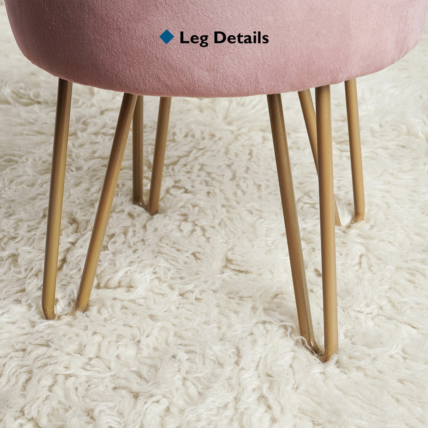 BONTEC Velvet Dressing Table Stool, Round Vanity Stool with Storange, Bedroom Ottoman Stool with Metal Legs for Home Living Room Fitting Room Bedroom