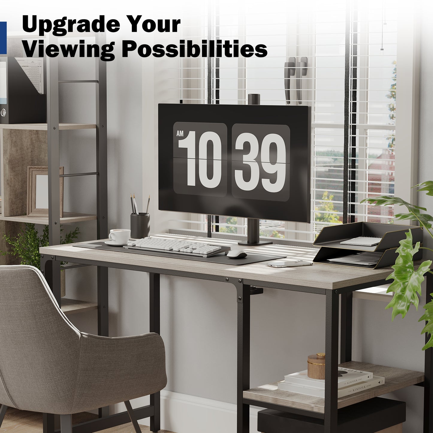 BONTEC Single Monitor Desk Mount for 13-34 Inch Screens, Supports up to 10kg, with Full Motion Adjustability, Dual Installation Options and Integrated Cable Management