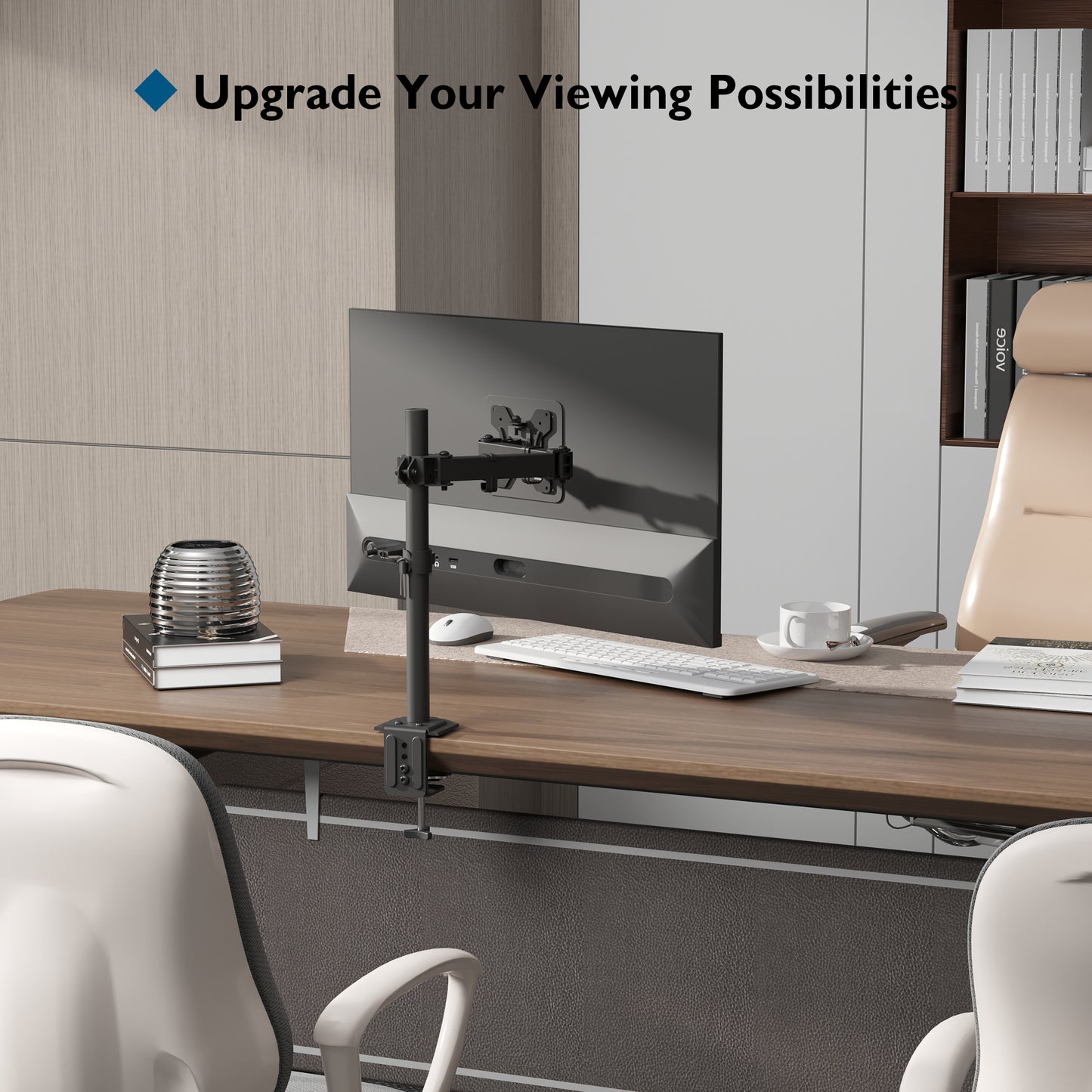 BONTEC Single Monitor Arm Desk Mount for 13-32 inch LCD LED Screens