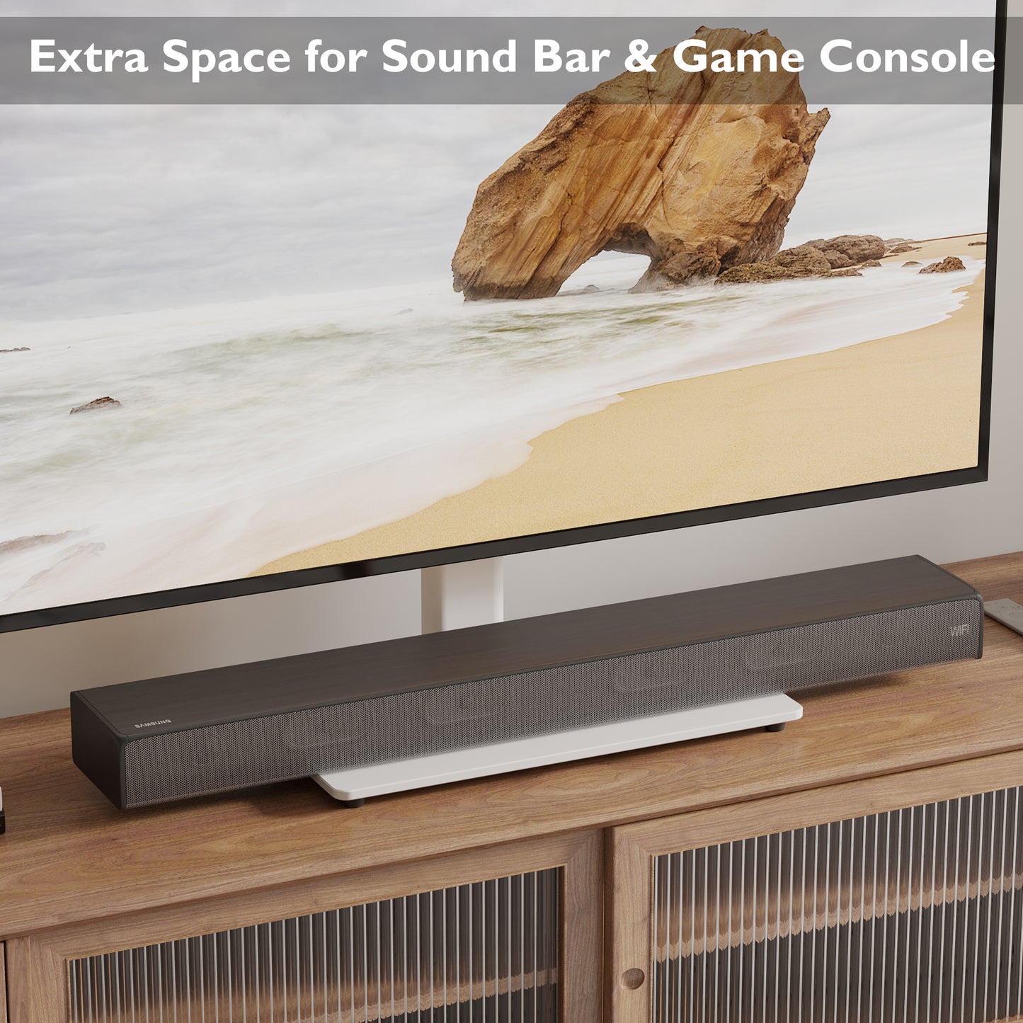 BONTEC Universal Table Top Pedestal TV Stand with Bracket for 26”-55” LCD/LED/Plasma TVs