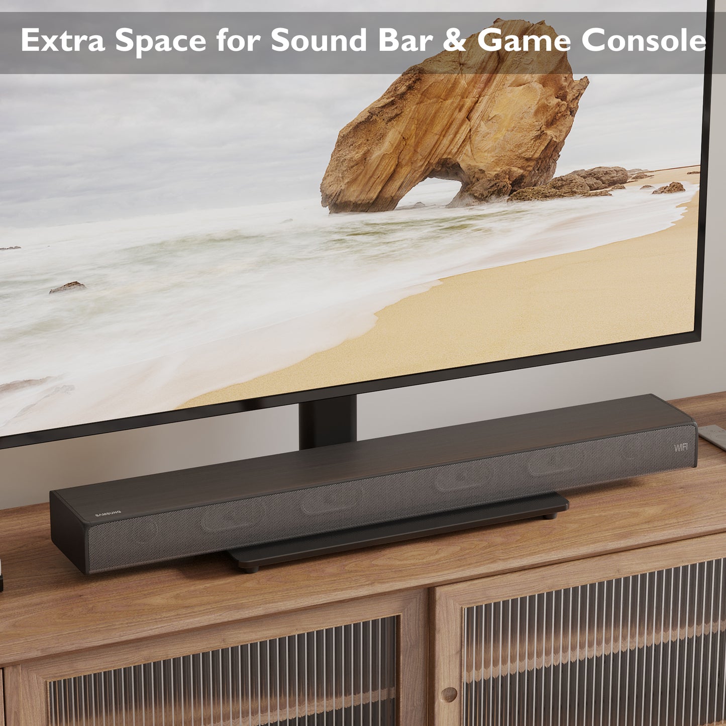 BONTEC Universal Table Top Pedestal TV Stand with Bracket for 26”-55” LCD/LED/Plasma TVs