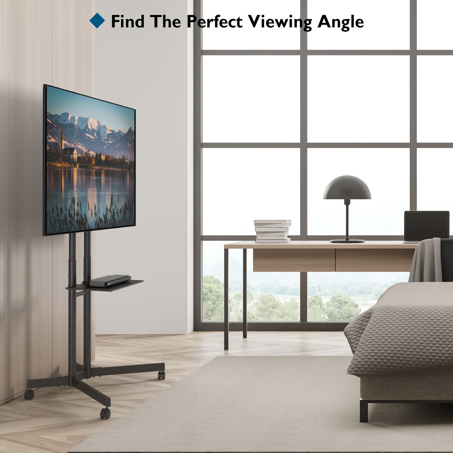 BONTEC Mobile TV Stand on Wheels for 32-85 inch LCD LED OLED Flat Curved TVs
