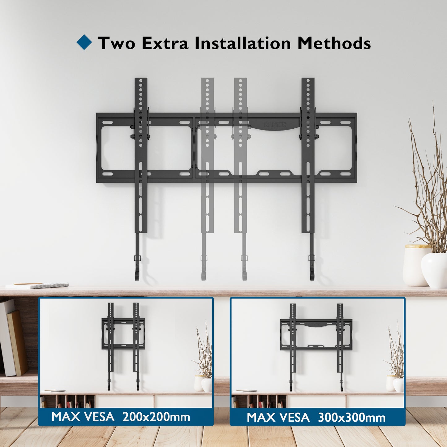 BONTEC TV Wall Bracket for Most 17-86 inch LED LCD OLED Plasma Flat Curved TVs