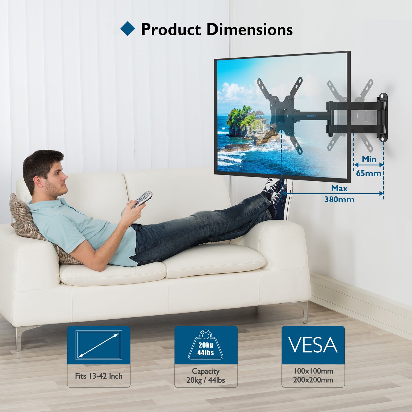 BONTEC TV Wall Bracket for Most 13-42 Inch LED LCD TVs