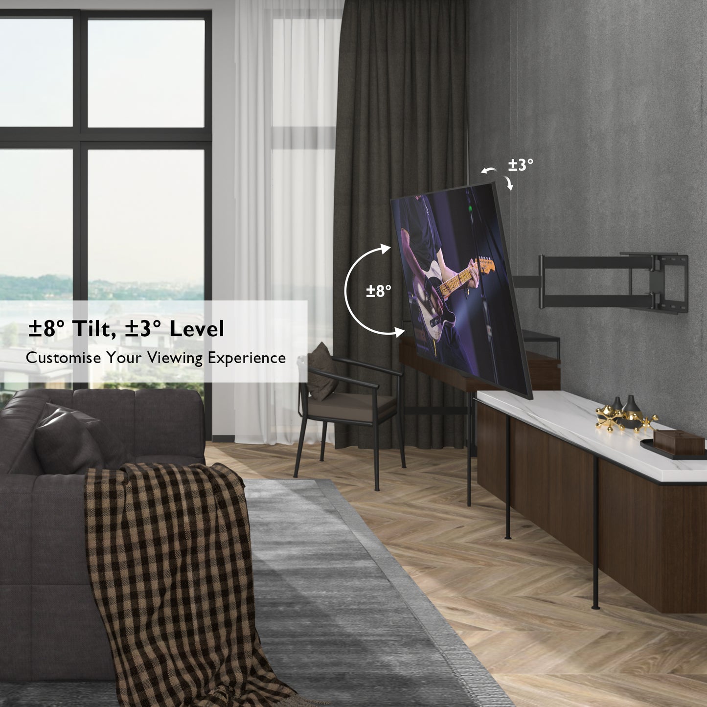 BONTEC TV Wall Bracket with Extra Long Articulated Arm for 32-70 inch up to 60 kg