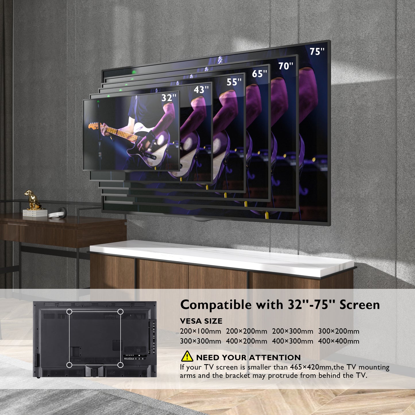 BONTEC TV Wall Bracket with Extra Long Articulated Arm for 32-70 inch up to 60 kg