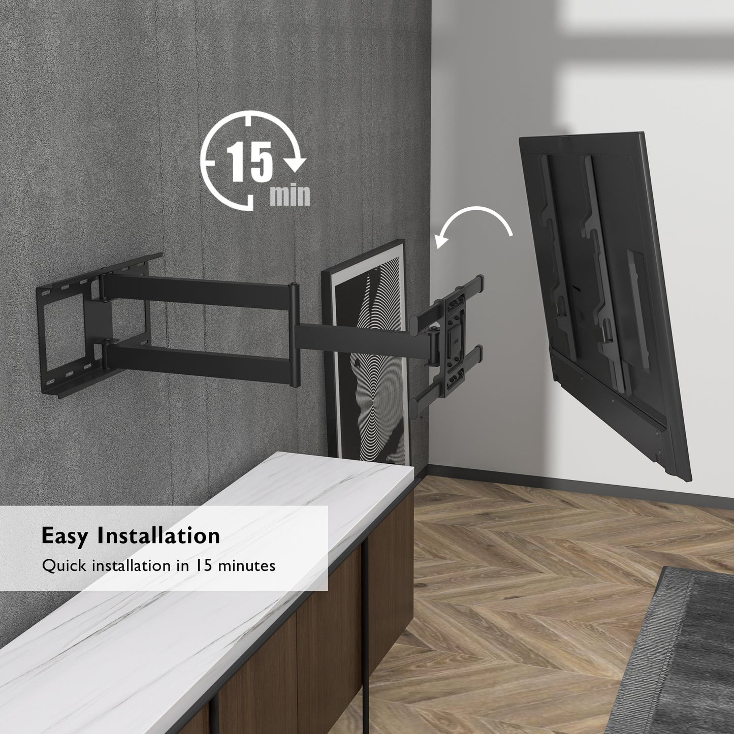 BONTEC TV Wall Bracket with Extra Long Articulated Arm for 32-70 inch up to 60 kg