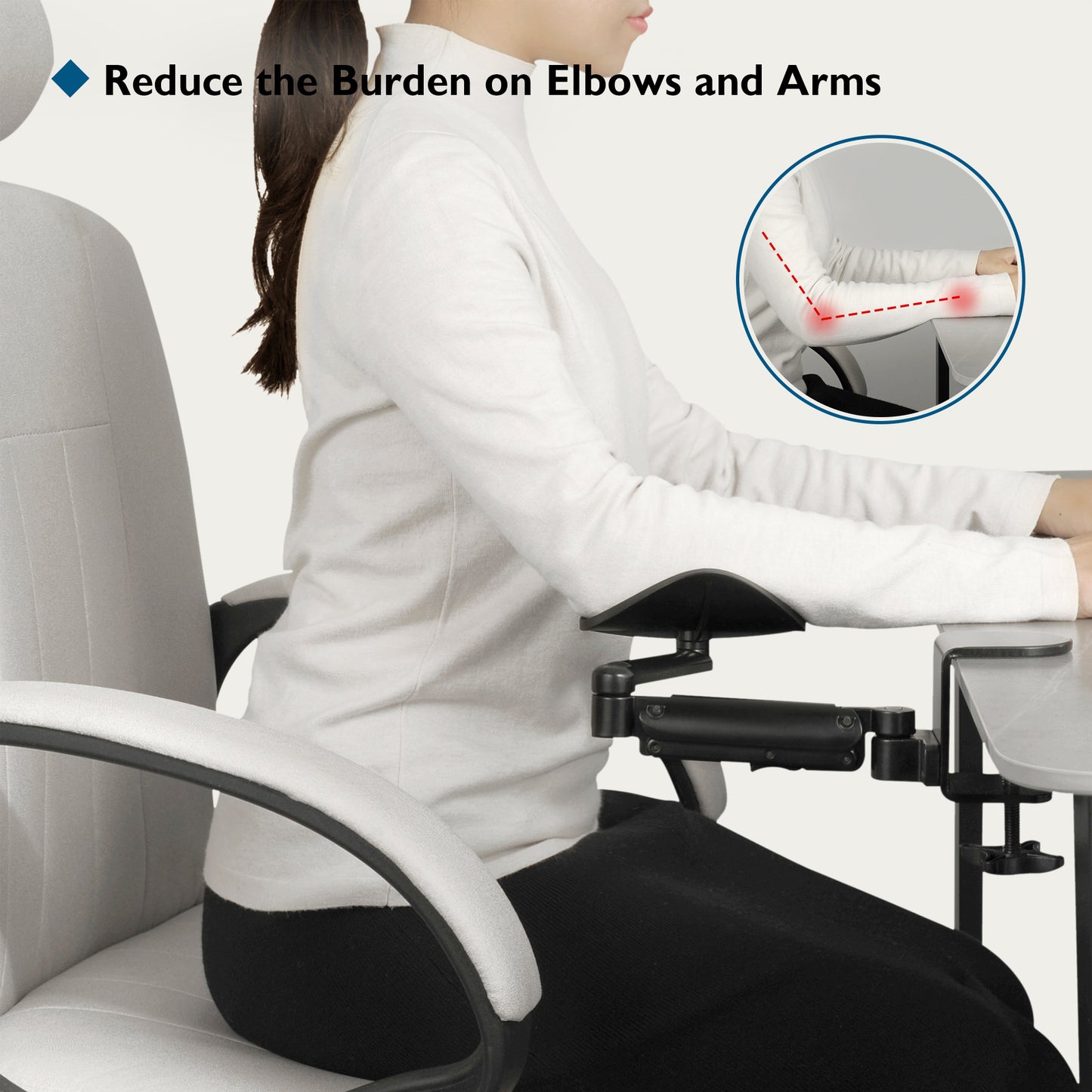 BONTEC Ergonomic Arm Rest Support for Desk Armrest Pad Rotating Wrist Rest Holder