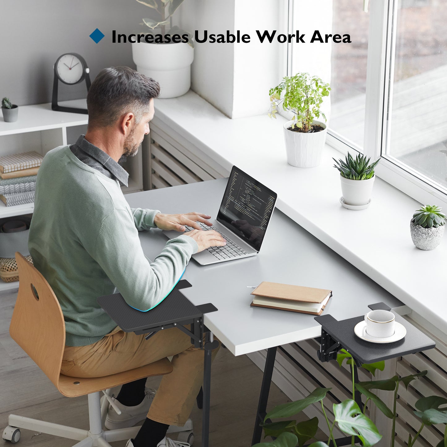 BONTEC Ergonomics Desk Extender Tray, 24cm*23cm Table Mount Arm Wrist Rest Shelf