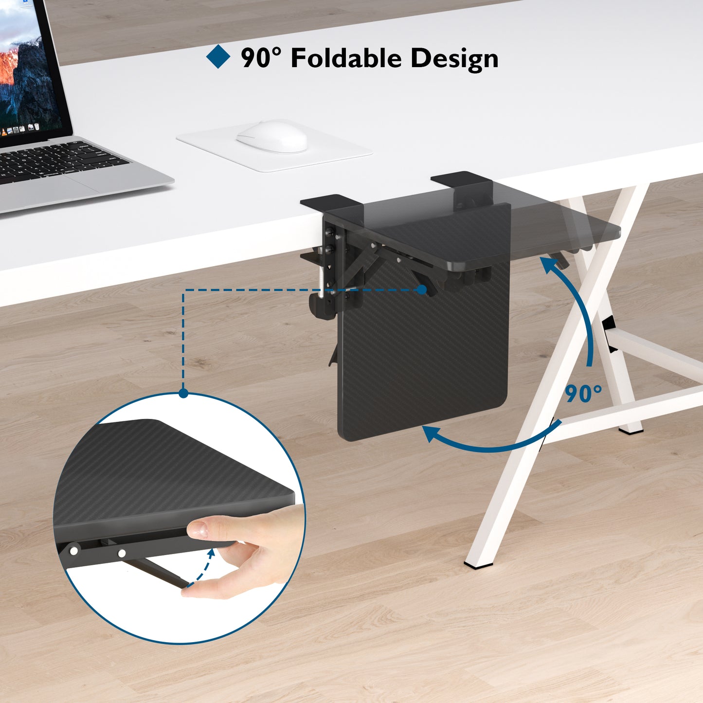 BONTEC Ergonomics Desk Extender Tray, 24cm*23cm Table Mount Arm Wrist Rest Shelf
