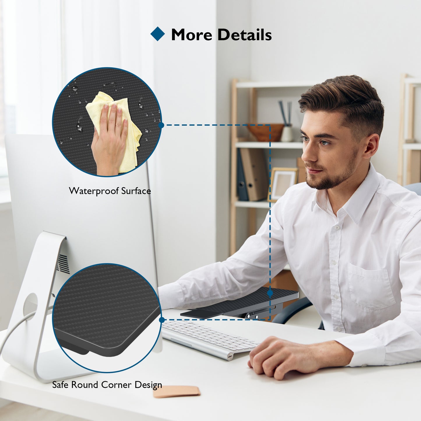 BONTEC Ergonomics Desk Extender Tray, 24cm*23cm Table Mount Arm Wrist Rest Shelf