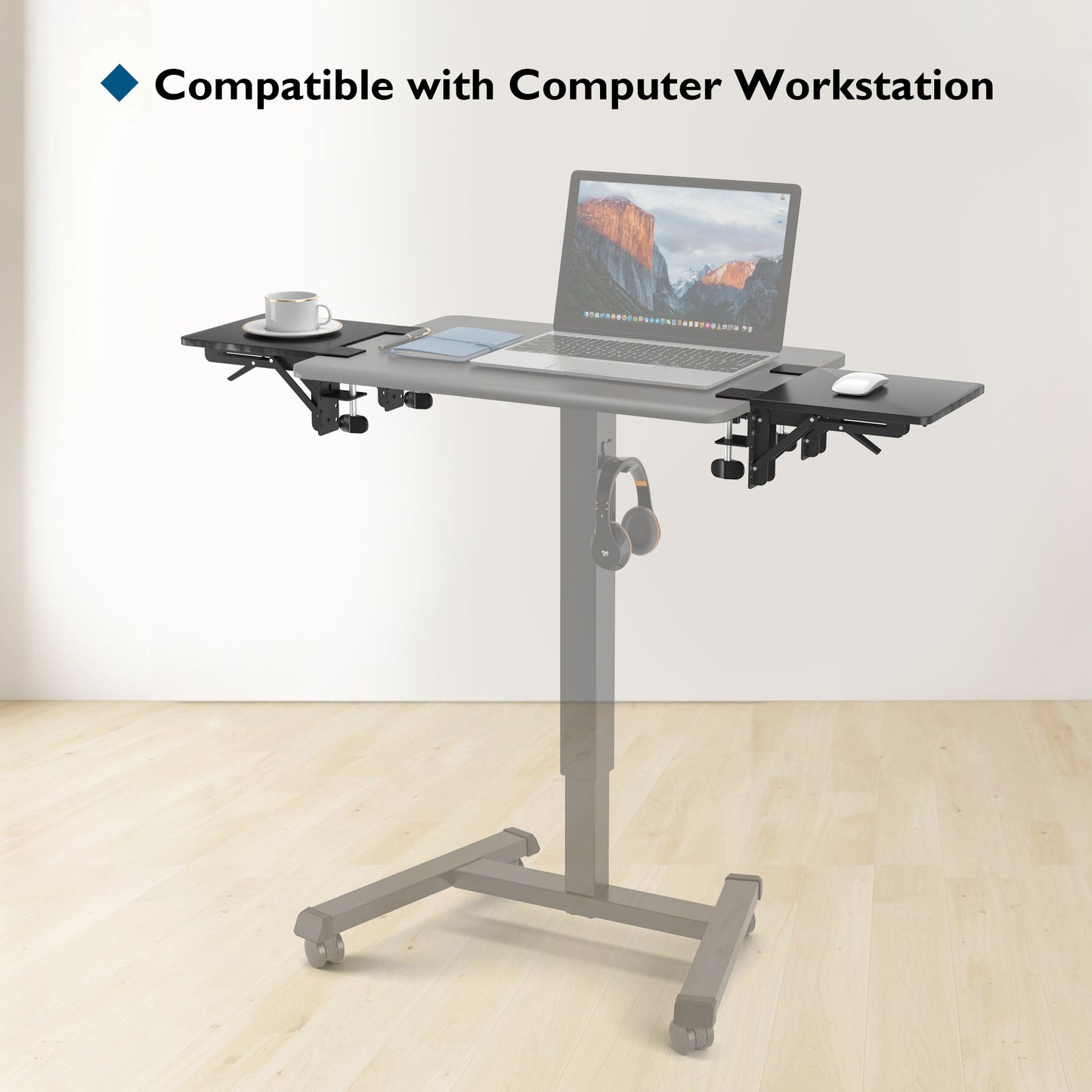 BONTEC Ergonomics Desk Extender Tray, 24cm*23cm Table Mount Arm Wrist Rest Shelf