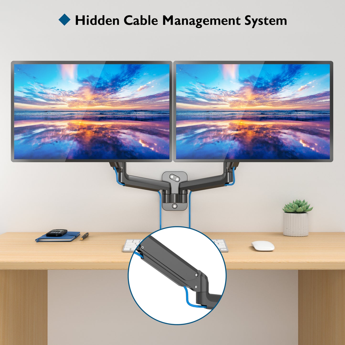 BONTEC Dual Monitor Wall Mount for 13-27 Inch Screens