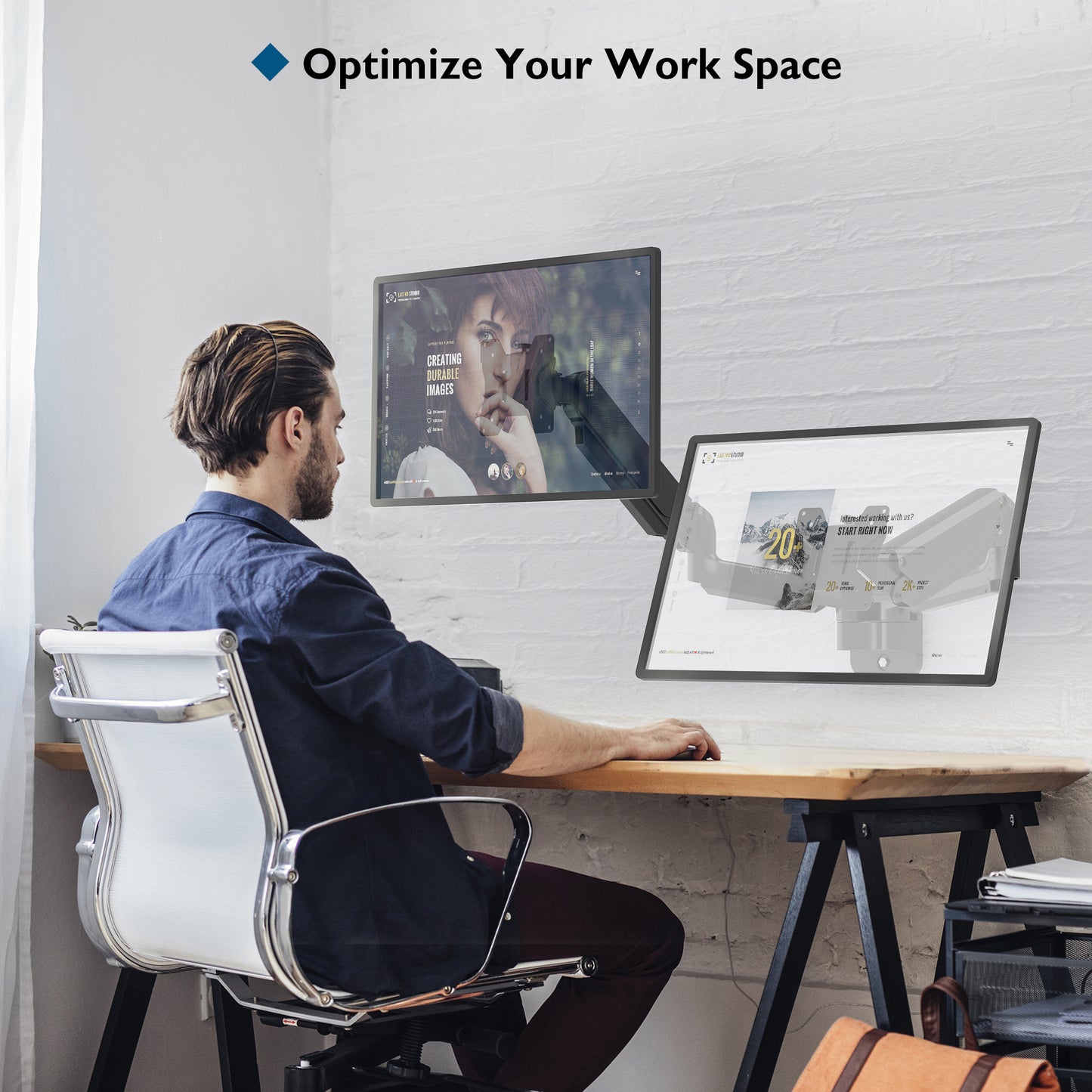 BONTEC Dual Monitor Wall Mount for 13-27 Inch Screens