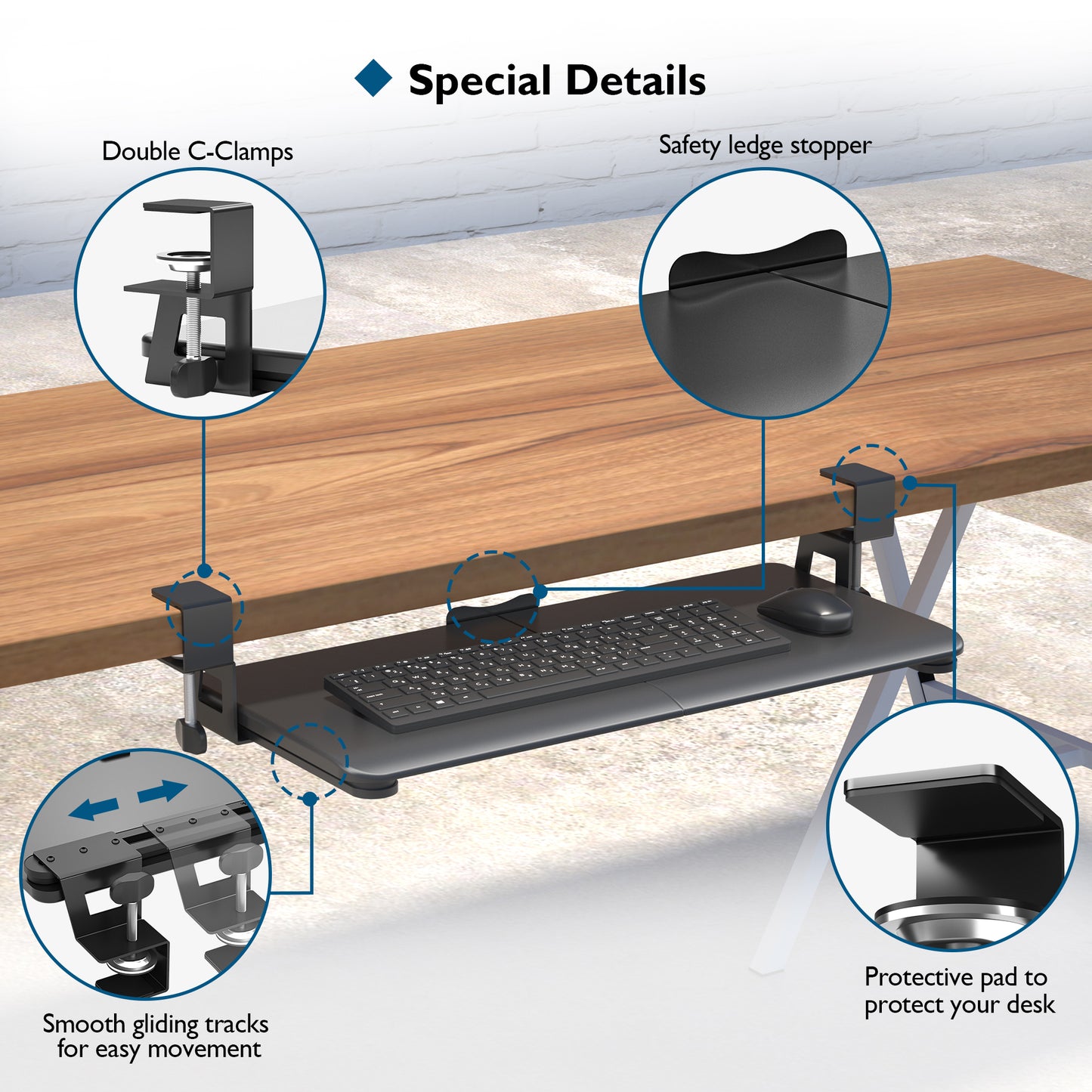 BONTEC Under Desk Keyboard Tray