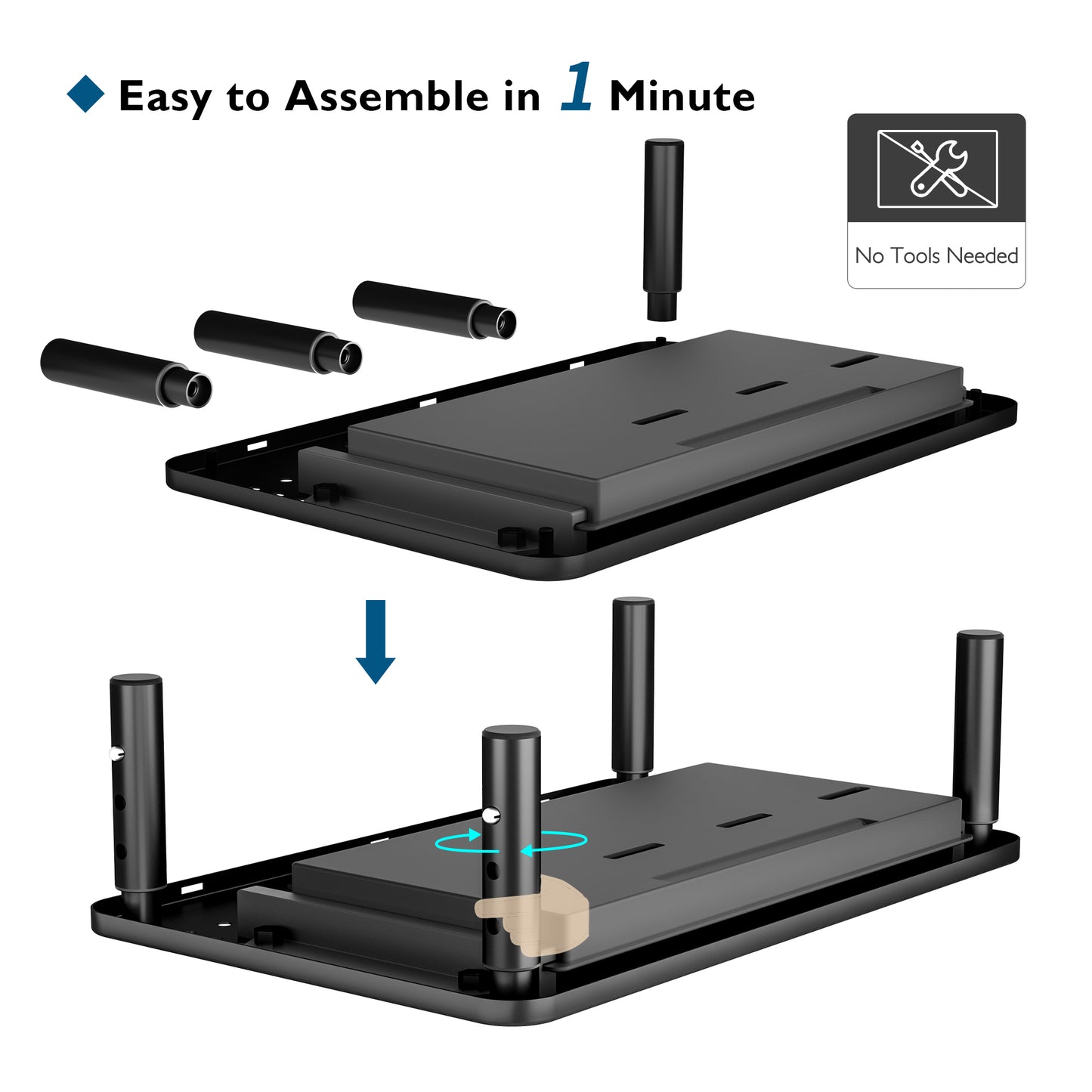 BONTEC Monitor Stand with Drawer, 3 Height Adjustable PC Monitor Riser for Desk with Mesh Platform for Laptop, Computer, iMac, PC, Printer up to 20KG, Cable Ties Included