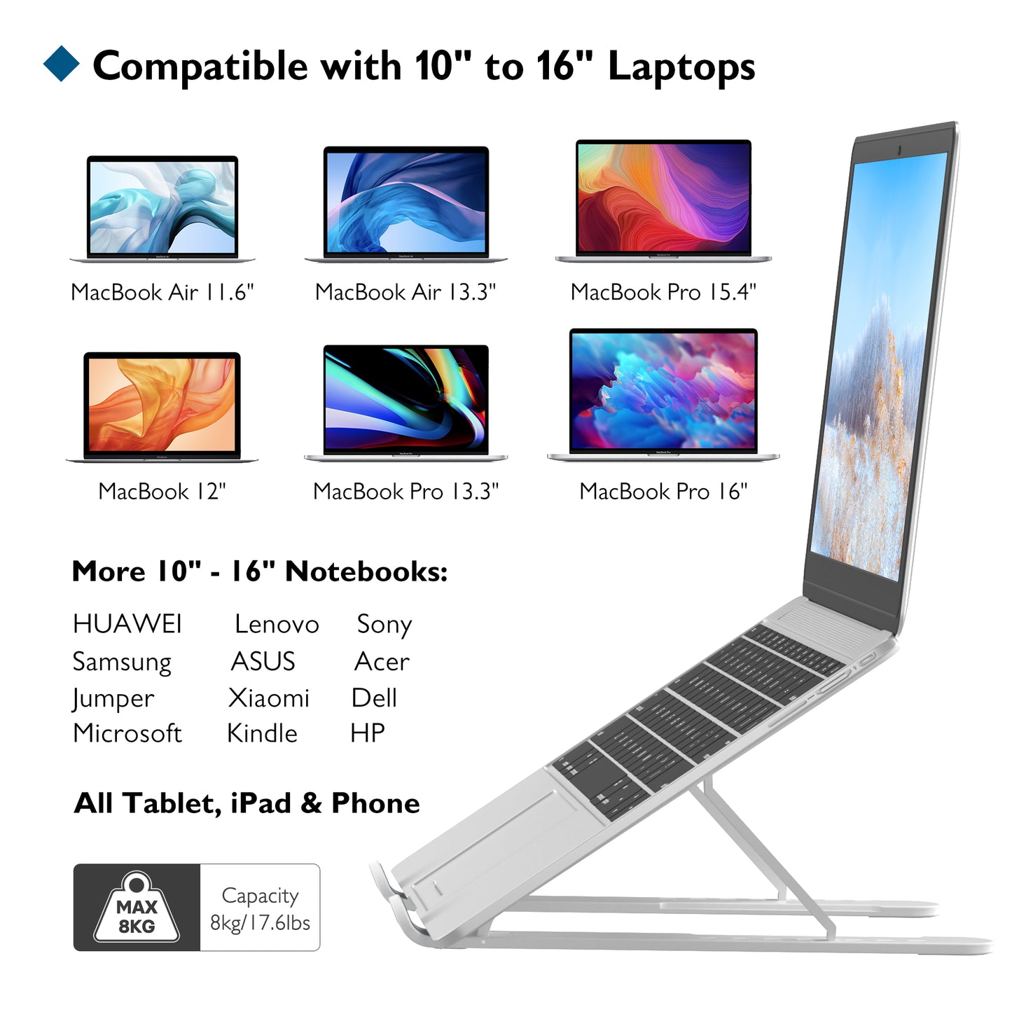 FOLDABLE Portable Laptop Stands for 10-16 inch Laptops Tablet