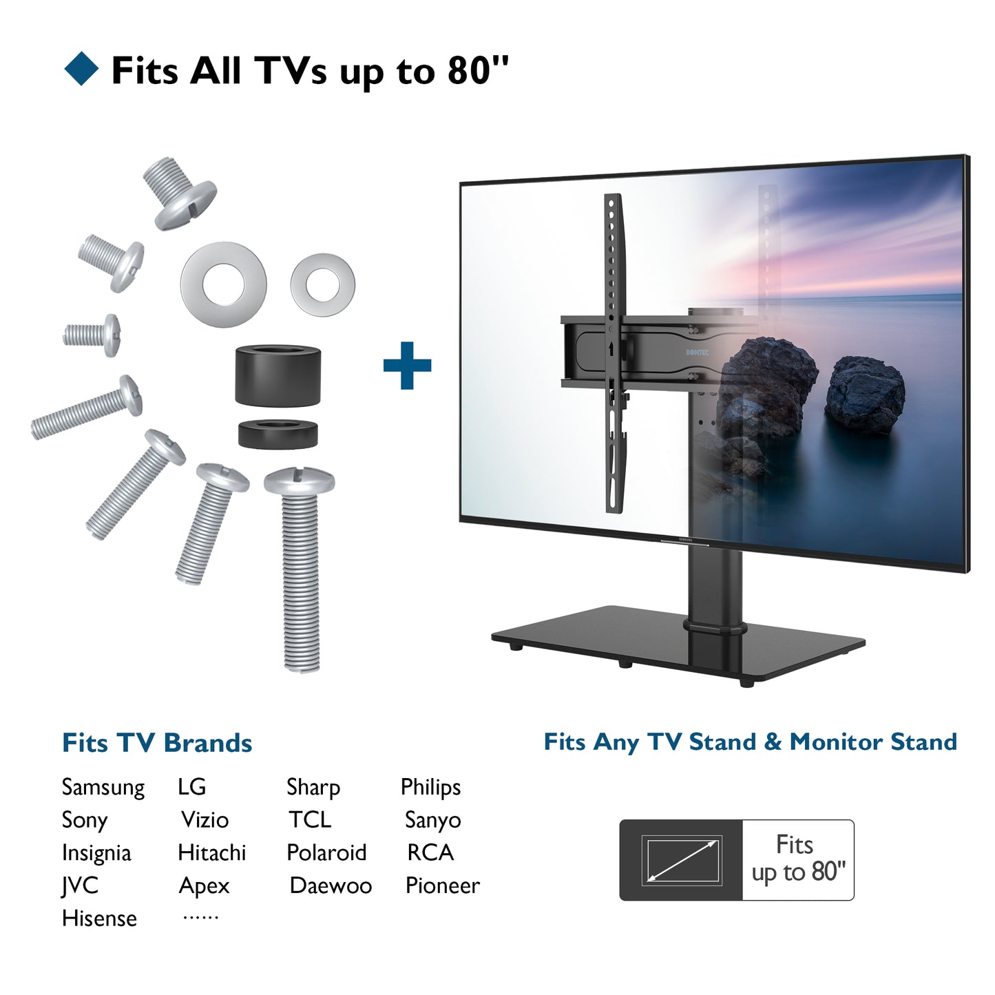 BONTEC Universal TV Mounting Hardware Kit Compatible with Most TVs Up to 80 inch