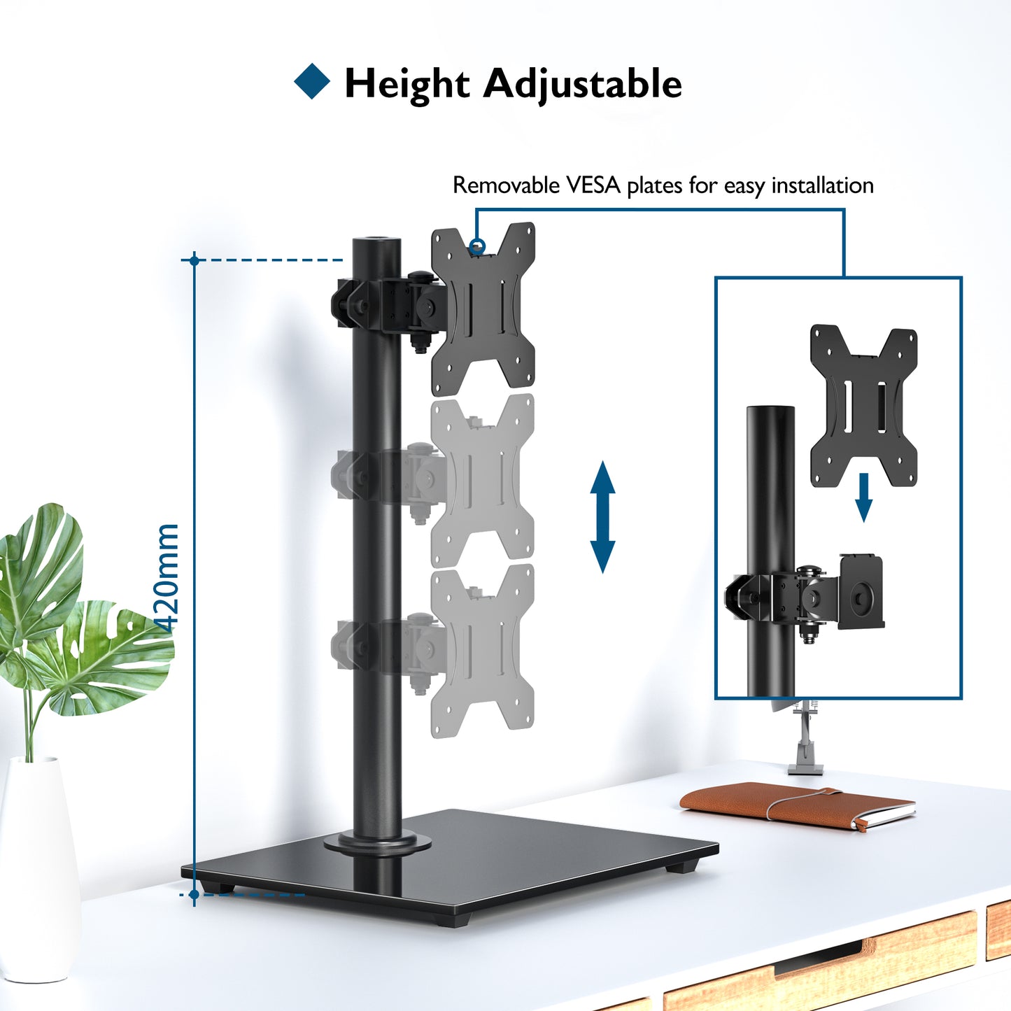 BONTEC Single Arm Monitor Stand for 13-32 Inch Screens