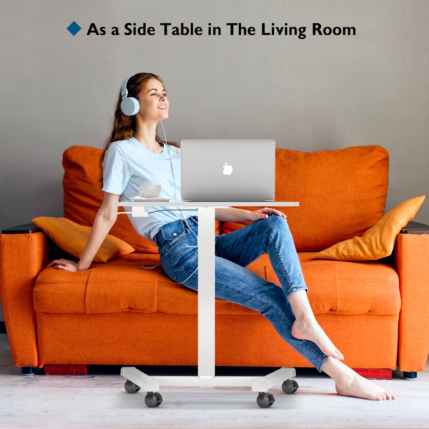 BONTEC 65 × 45cm Mobile Standing Desk with 4 Rolling Castors