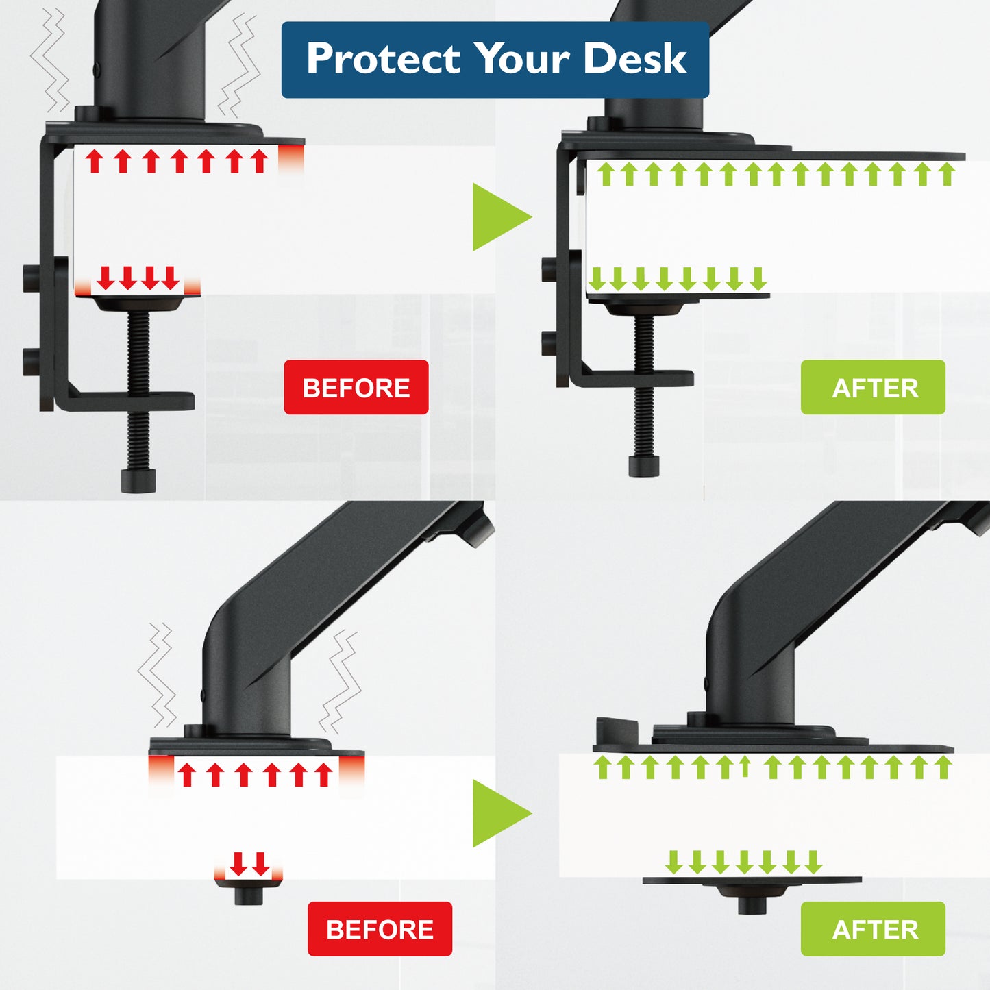 BONTEC Steel Monitor Bracket Reinforcement Plate with anti-slip pads, black