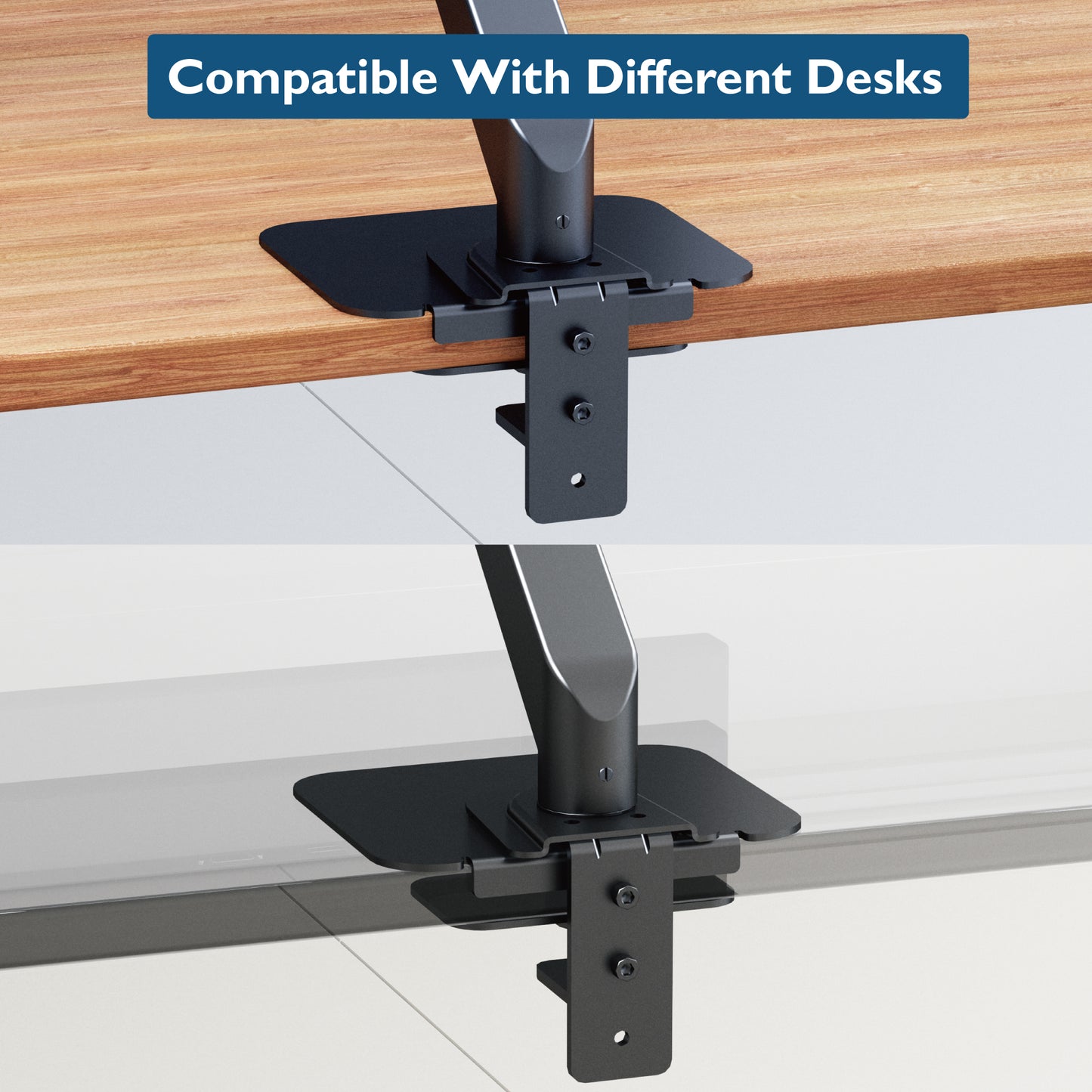 BONTEC Steel Monitor Bracket Reinforcement Plate with anti-slip pads, black