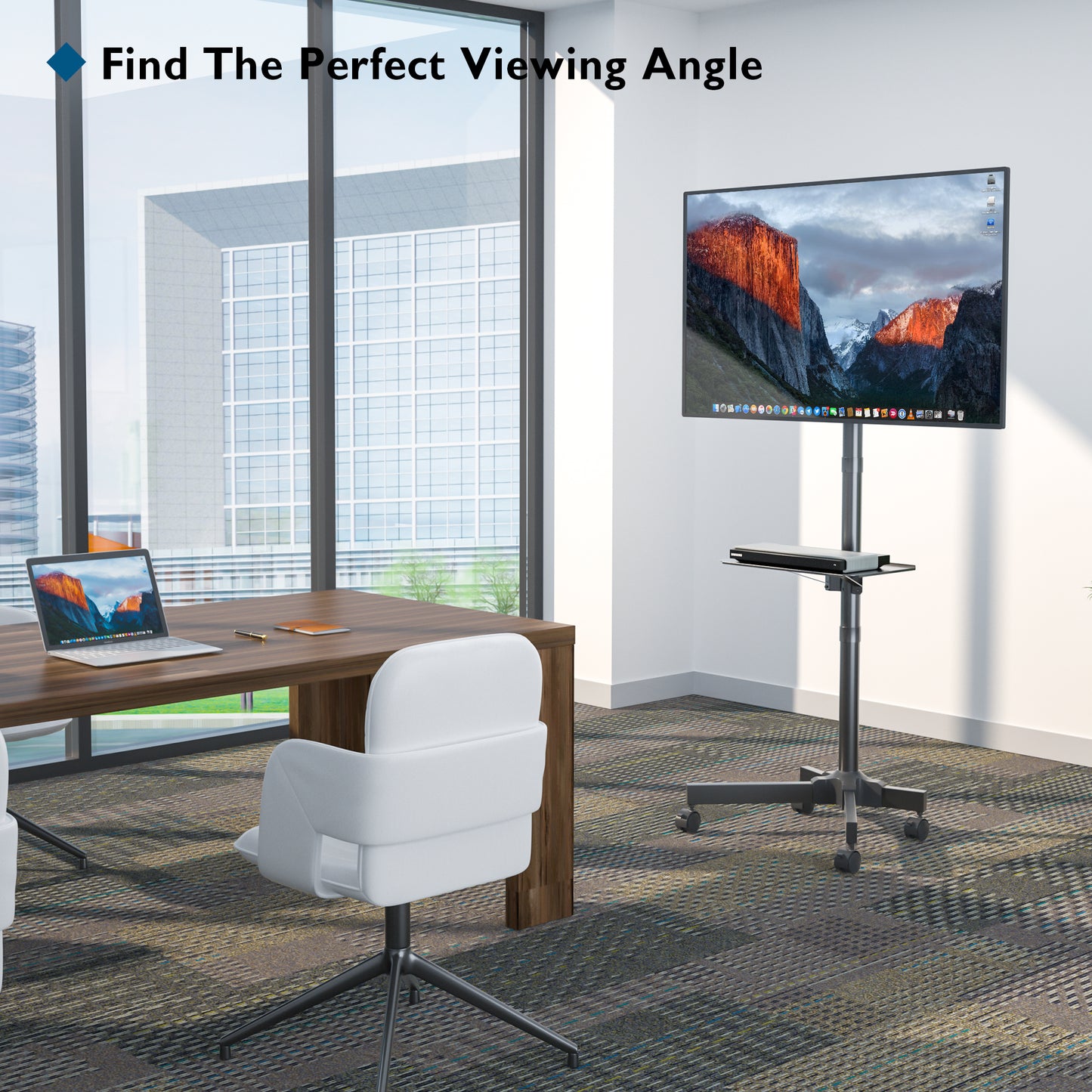 BONTEC Mobile TV Stand on Wheels for 23-55 inch Plasma/LCD/LED TVs