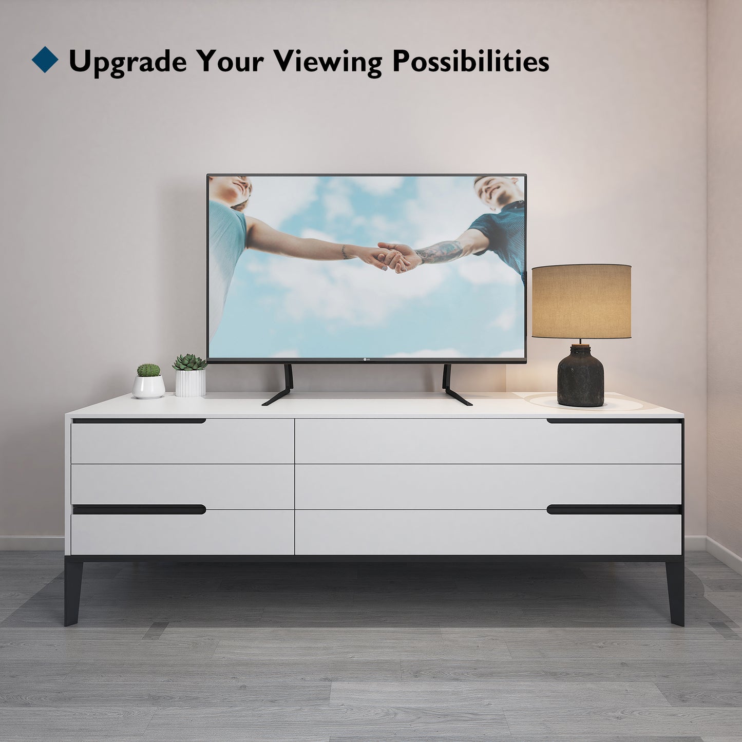 BONTEC Universal Table Desk Pedestal TV Stand Tabletop Screen Monitor Riser for 22"-65" LCD/LED TVs