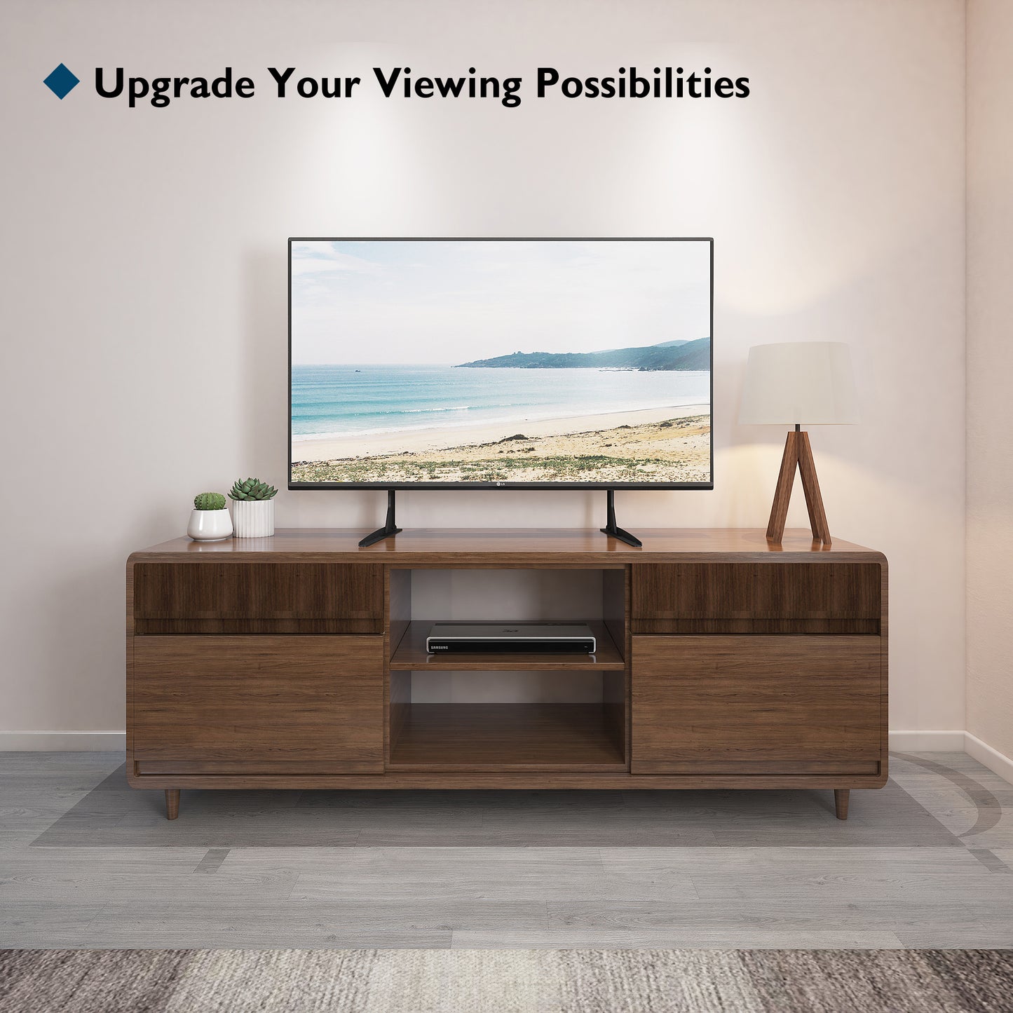 BONTEC Universal Table Top TV Stand Pedestal for 22-65 inch LCD/LED/OLED/Plasma TVs, Replacement TV Stand Legs for Screen Monitor Riser, Securely Holds 50KG & Max.VESA 800x400mm