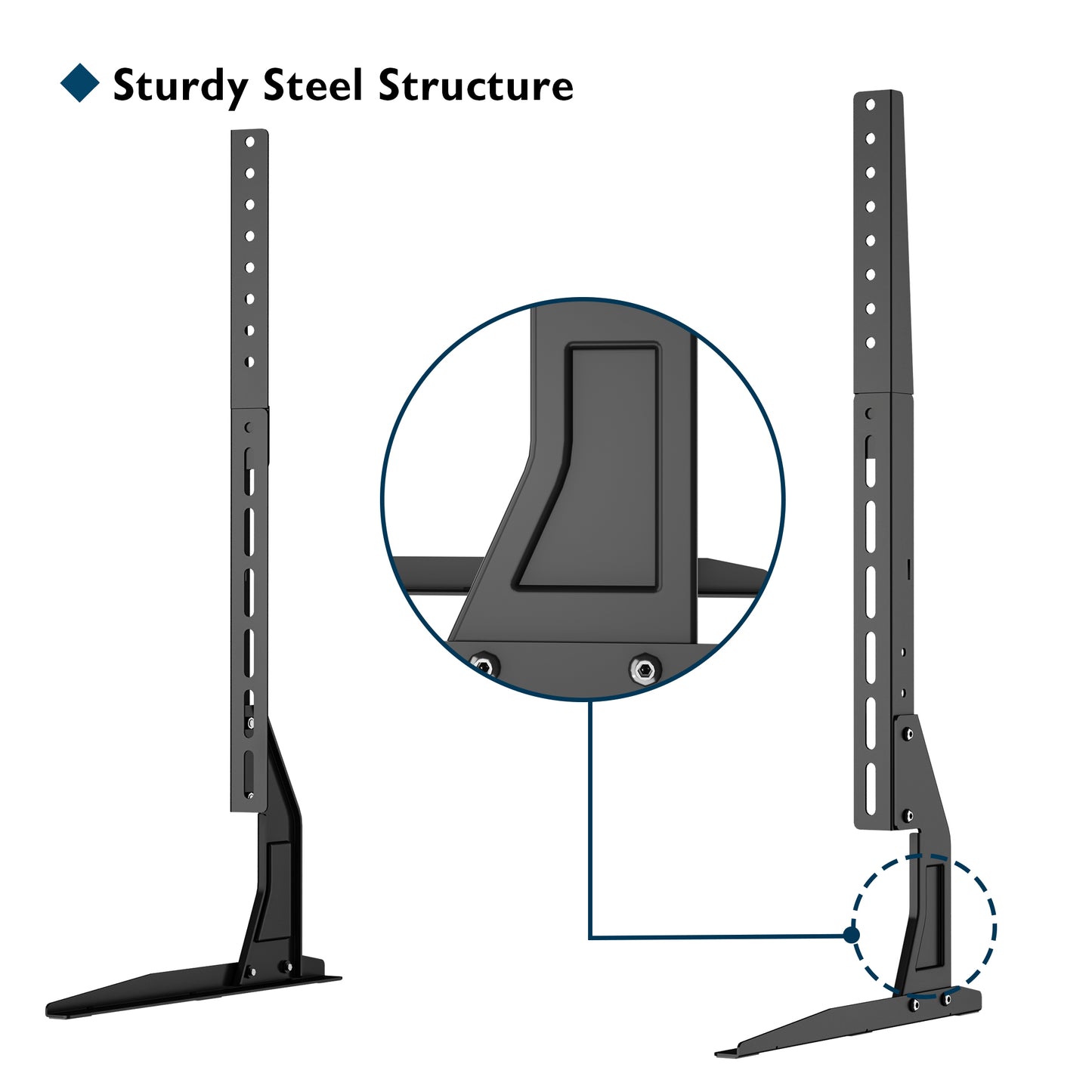 BONTEC Universal Table Top TV Stand Pedestal for 22-65 inch LCD/LED/OLED/Plasma TVs, Replacement TV Stand Legs for Screen Monitor Riser, Securely Holds 50KG & Max.VESA 800x400mm