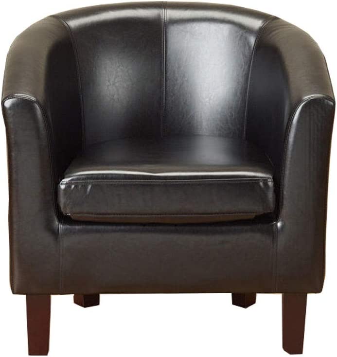 BONTEC Faux Leather Tub Chair, Moder Bucket Chair with Soft Seat, Armchair club Chair for Living Room Bedroom Reading Room Waiting Room (Black)