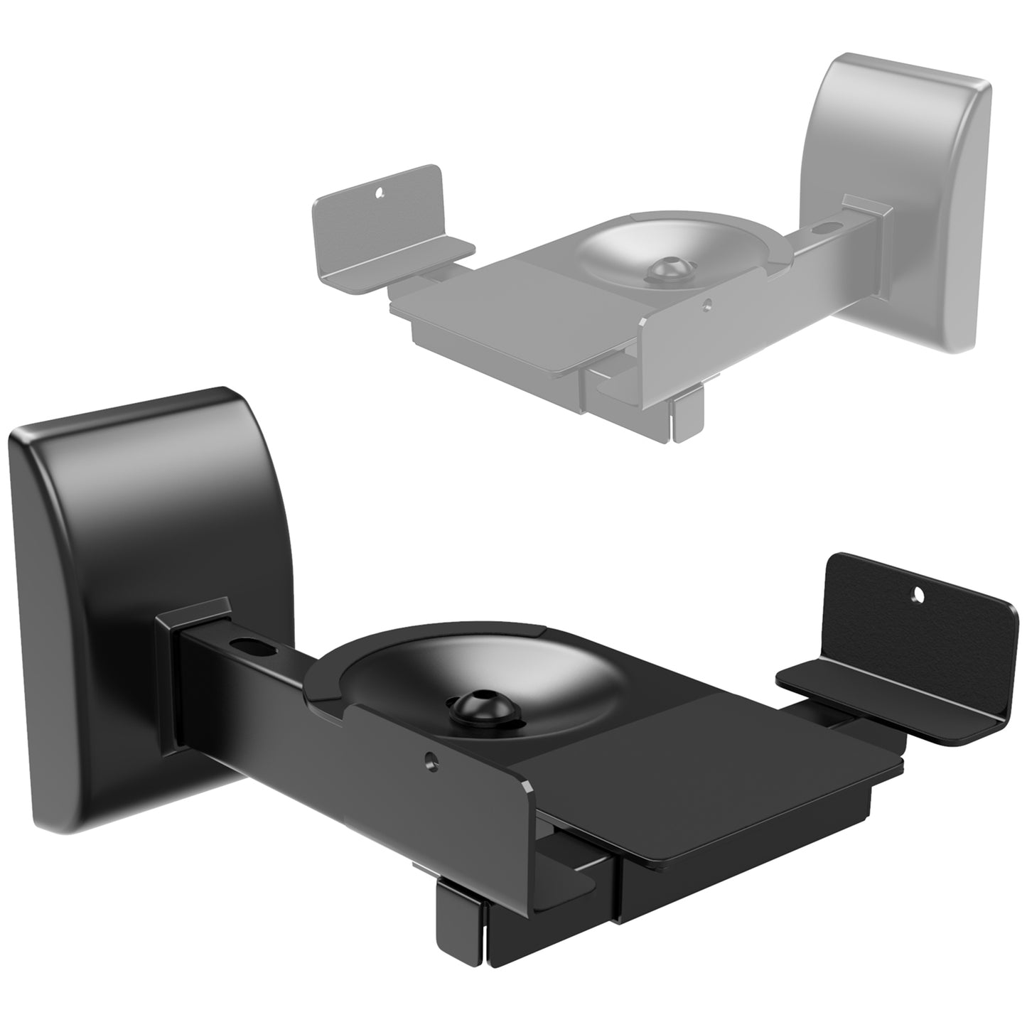 BONTEC Universal Dual Side Clamping Bookshelf Speaker, Wall Mounting Bracket for Large Surrounding Sound Speakers, Tilt & Swivel Satellite Speaker Wall Mount, Hold up to 15kgs (1 Pair Black)