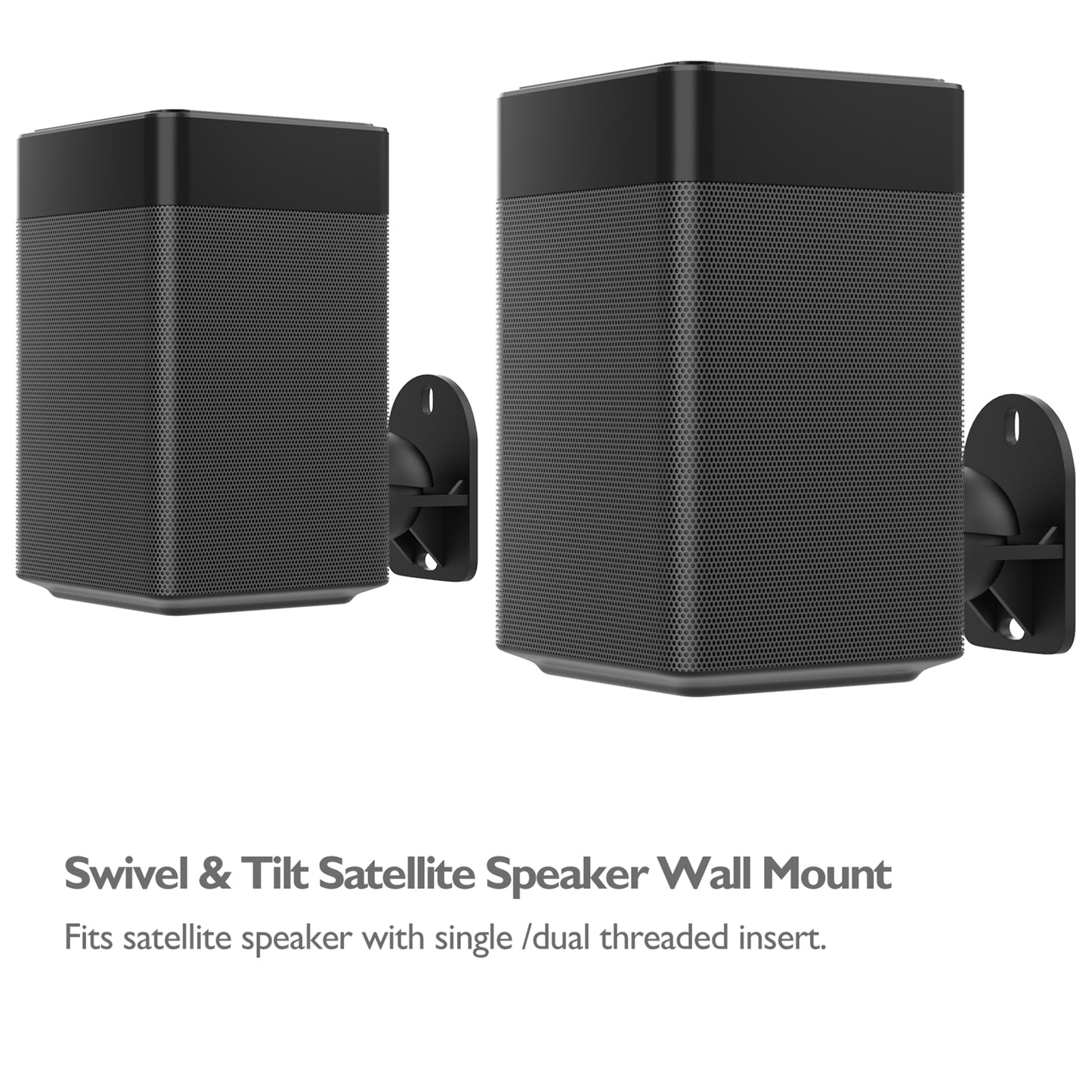 BONTEC Universal Speaker Wall Mounts, Satellite Speaker Wall Mount Brackets Adjustable Tilt Swivel for Surround Sound Speakers, Hold up to 3.5kg (Black) (2 Pack)