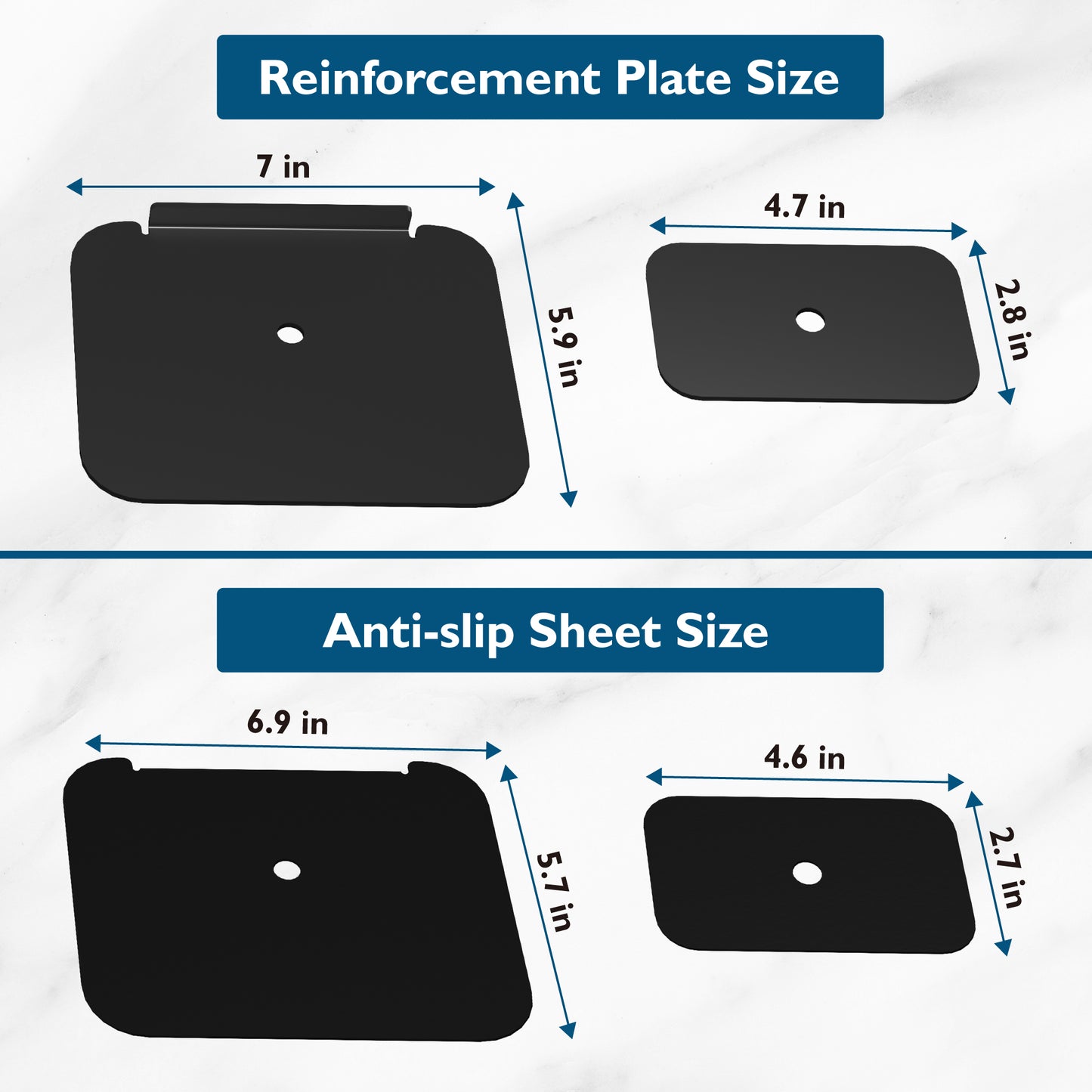 BONTEC Steel Monitor Bracket Reinforcement Plate with anti-slip pads, black