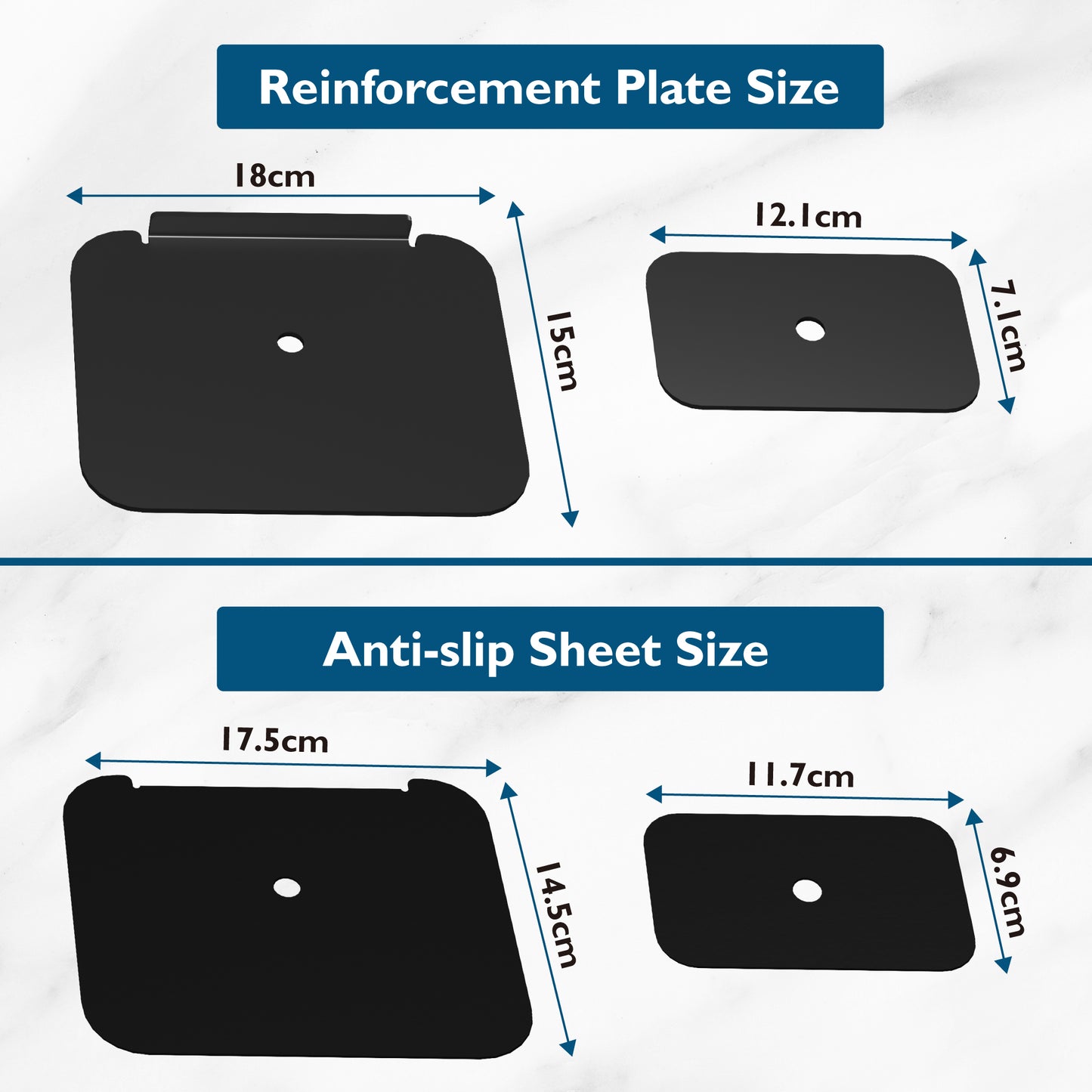 BONTEC Steel Monitor Bracket Reinforcement Plate with anti-slip pads, black